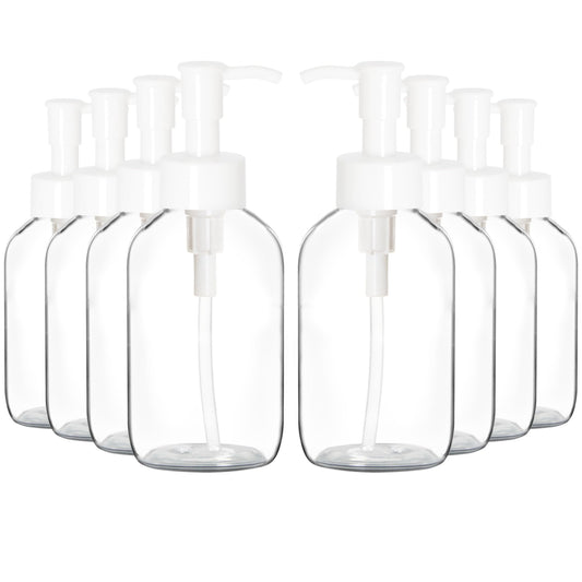 Youngever 12 Pack 4 Ounce Plastic Pump Bottles, Refillable Plastic Pump Bottles for Dispensing Lotions, Liquid Soap (Clear Bottle with White Pump)