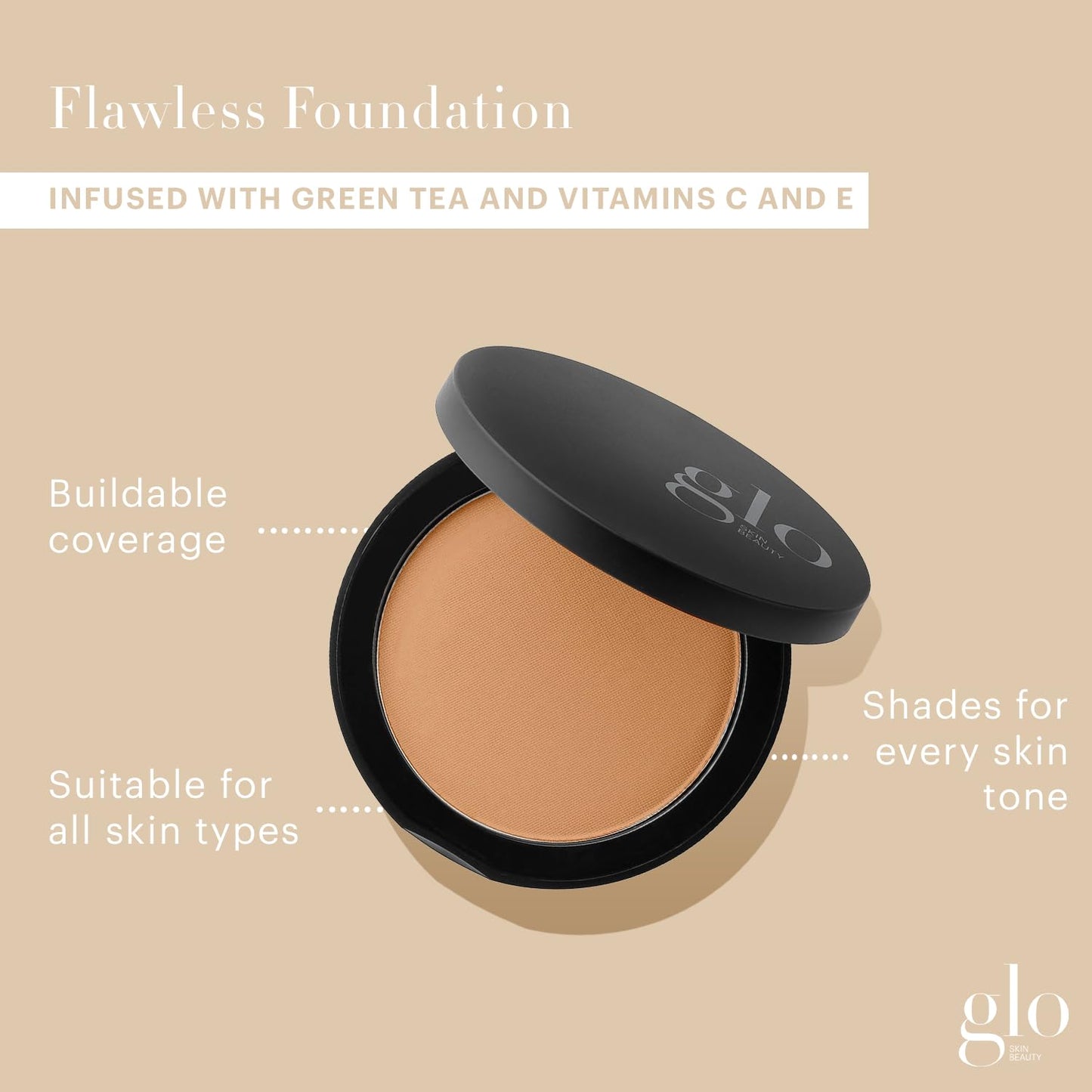 Glo Skin Beauty Pressed Base Powder Foundation, Tawny Light – Buildable Sheer to Full Coverage, Long Wear Face Powder Compact, Pressed Powder Makeup for Smooth, Semi-Matte Finish