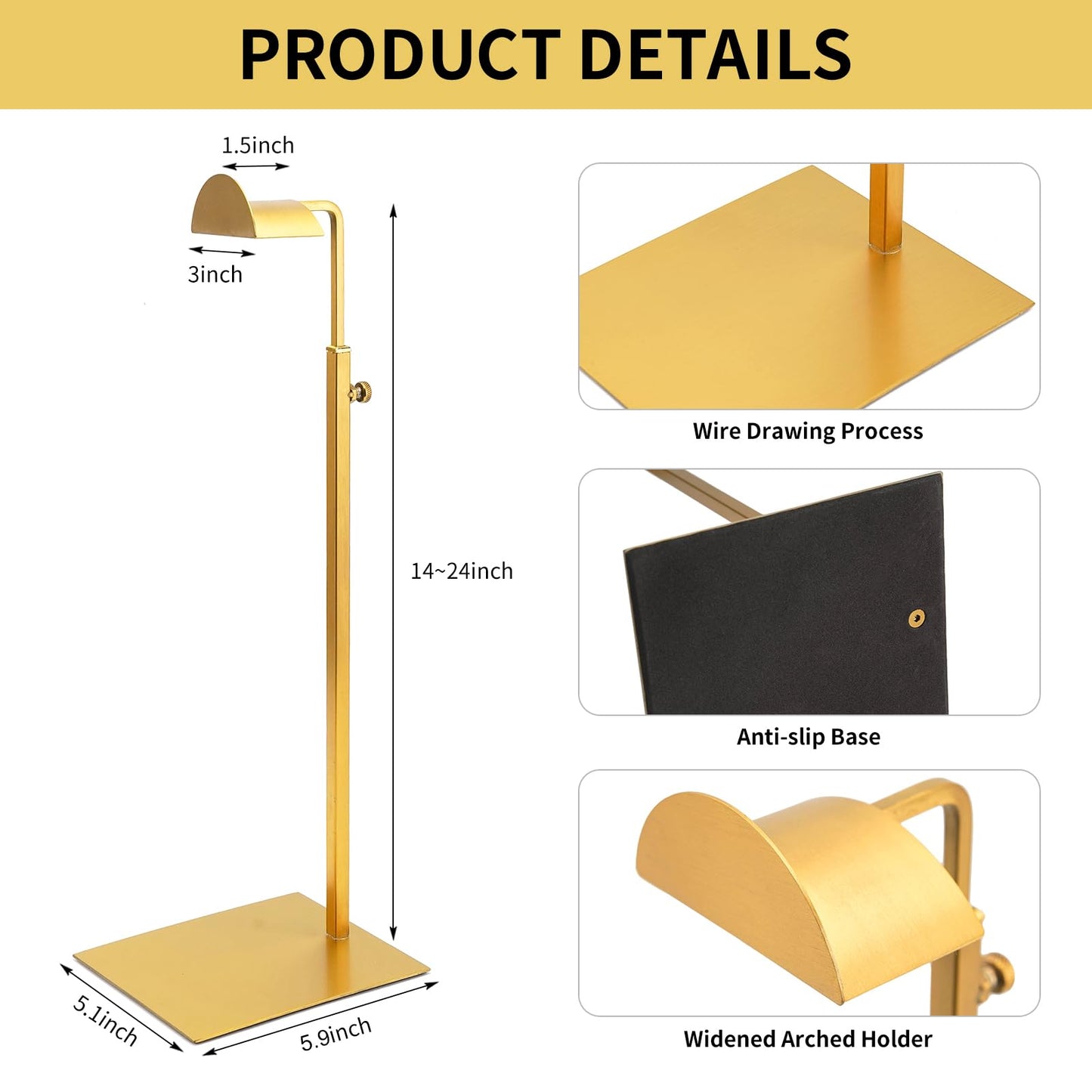KMtilsh 3 Pack Purse Display Stand,Gold Handbag Display Stand,Adjustable