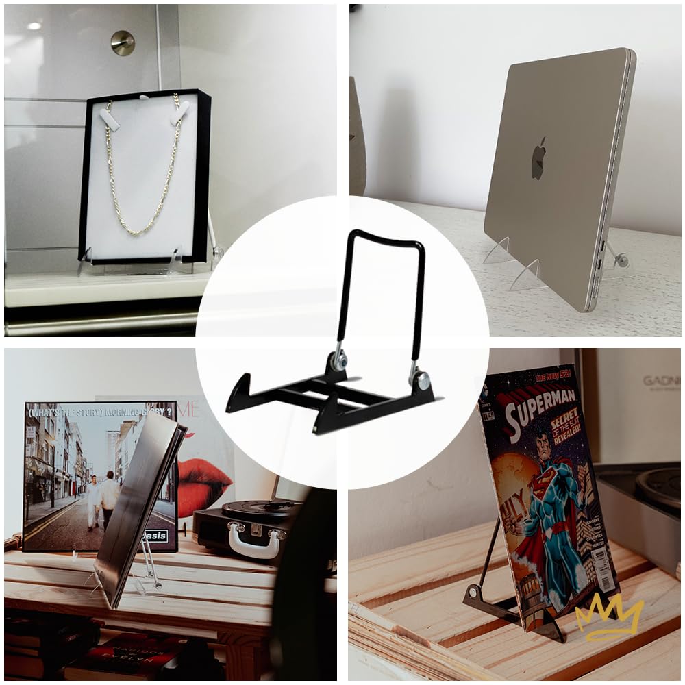 KINGDOM SOLUTIONS MADE IN USA 2-Pack Adjustable Acrylic Easels - Plate Stand - Sturdy Book Stand for Art, Pictures, Plates, Frames - Unique on the Market