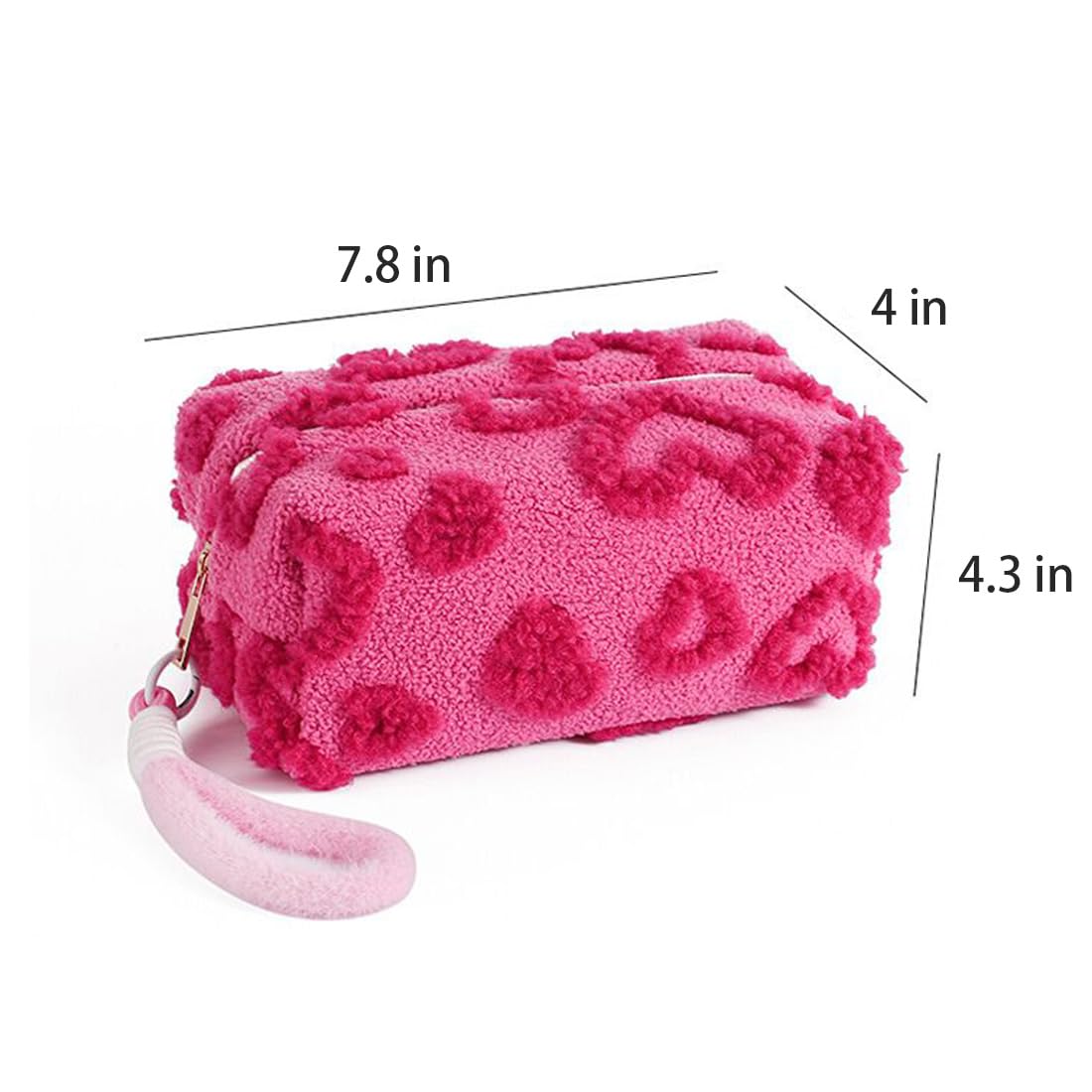 SxoSyo Heart Makeup Bag for Women, Plush Cosmetic Bags, Rose Pink