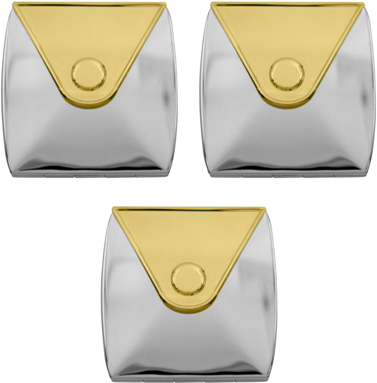 Stephanie Imports Set of 3 Double Sided Clutch Shaped Magnifying Compact Mirrors (Gold & Silver)