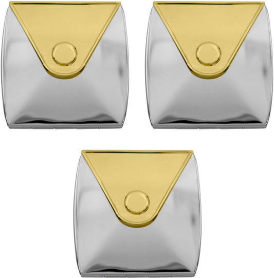 Stephanie Imports Set of 3 Double Sided Clutch Shaped Magnifying Compact Mirrors (Gold & Silver)