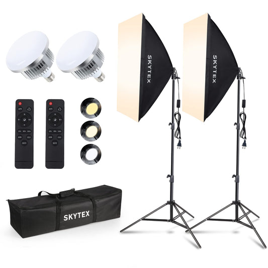 Skytex Softbox Lighting Kit 2Pack 20x28in Soft Box | 85W 2700-6400K E27 LED Bulb Continuous Photography Lighting, Photo Studio Lights Equipment for Camera Shooting, Video Recording
