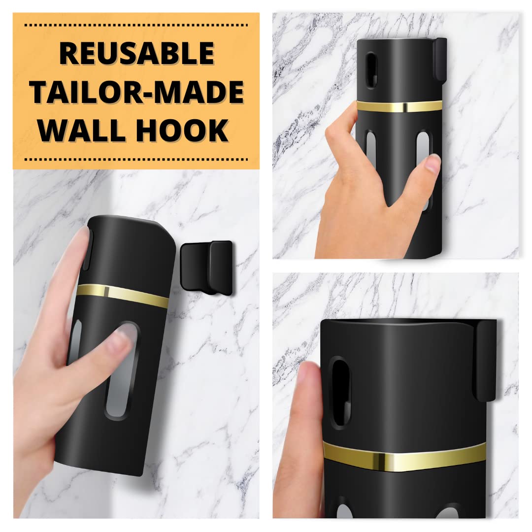 LASBOTTLE 4 in 1 Travel Bottle Travel Accessory Travel Essentials Liquid Dispenser Travel Container Pump Bottle Leak Proof Toiletries Soap Cosmetic Lotion Spray, 6.1 oz (Gold Black)