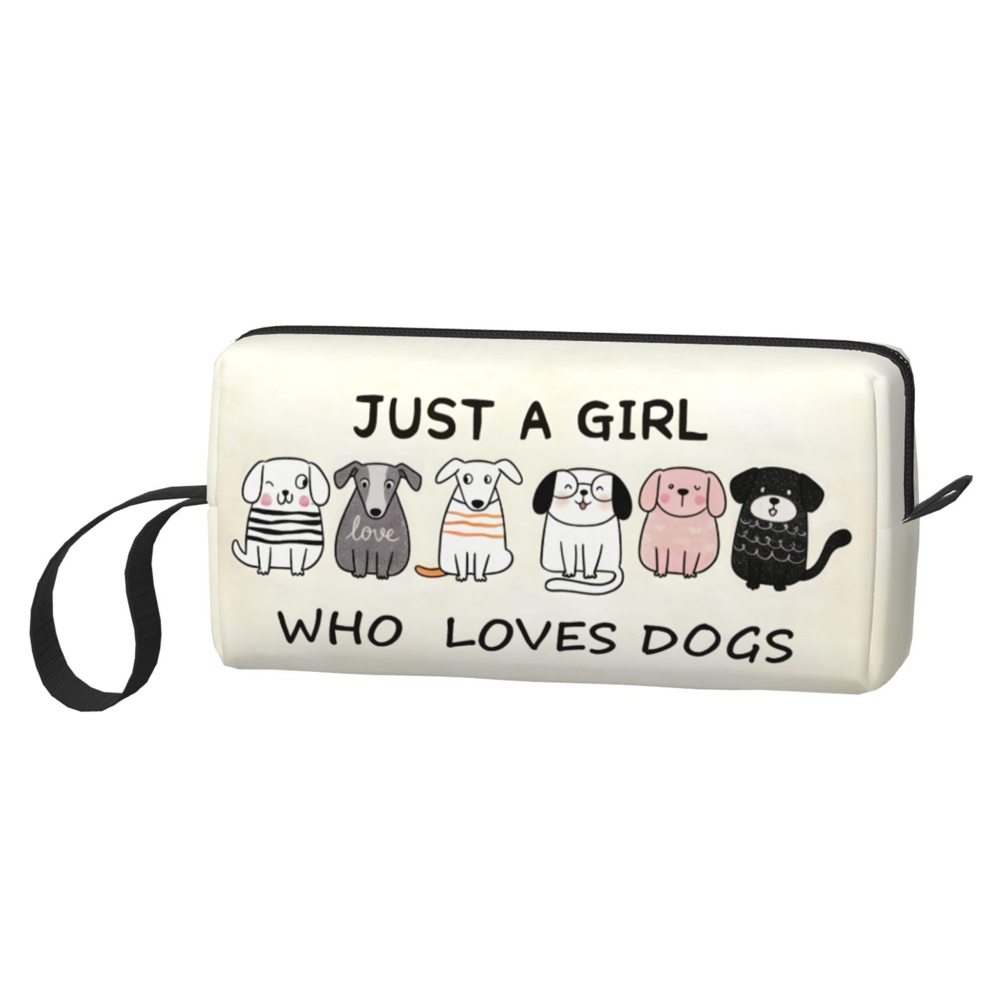 OLUSENMO Cute Dog Lover Girl Makeup Bag for Women - Durable 600D Oxford Fabric Cosmetic Organizer,Compact Travel Pouch with Handle for Gym & Daily Use