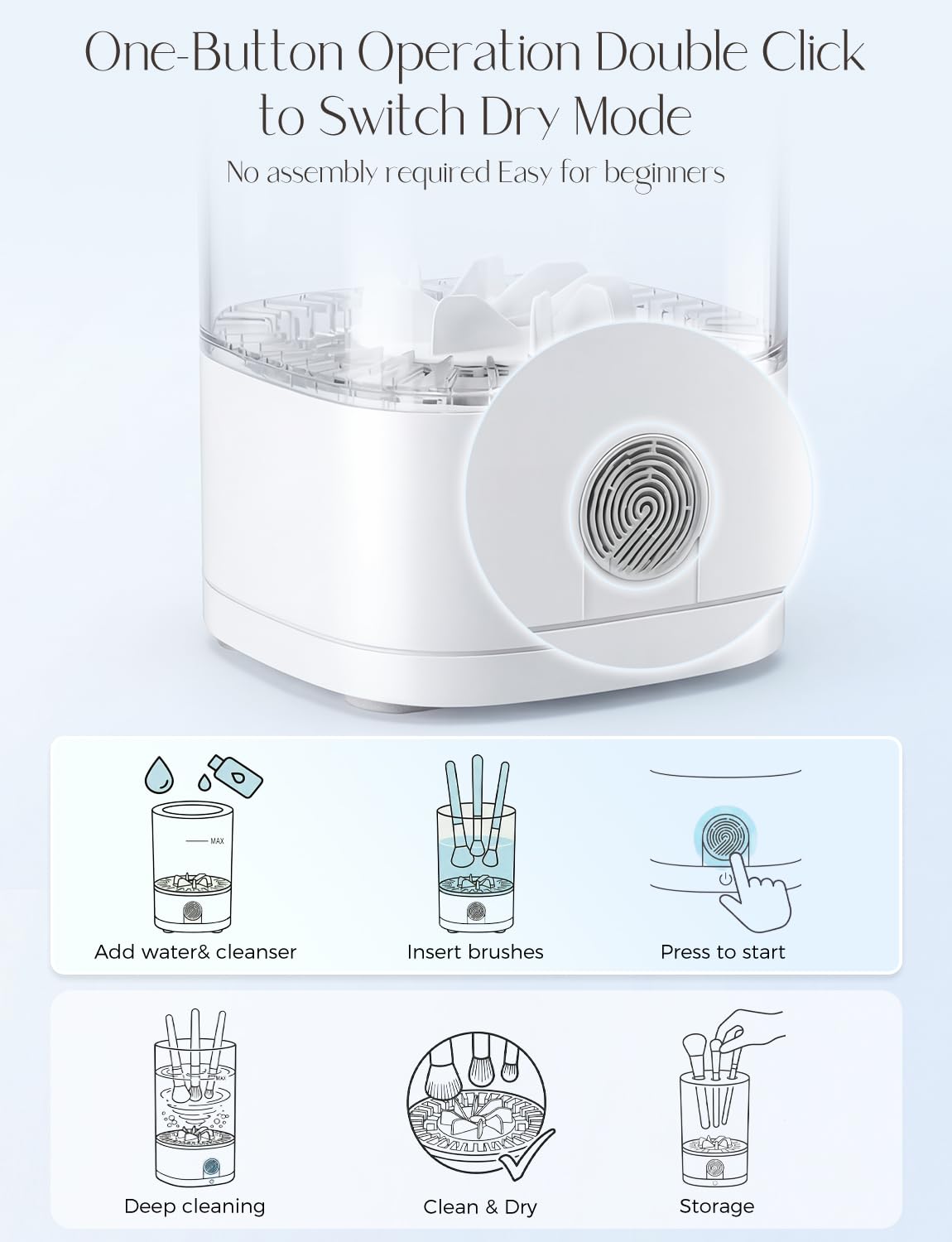 Electric Makeup Brush Cleaner Machine,3 in 1 Makeup Brush Cleanser & Washer,Cleaning Tool,Cosmetic Brushes Cleaners Cleaning For All Size Beauty Makeup Brush Set,Eyeshadow, Blush Brush. (White)