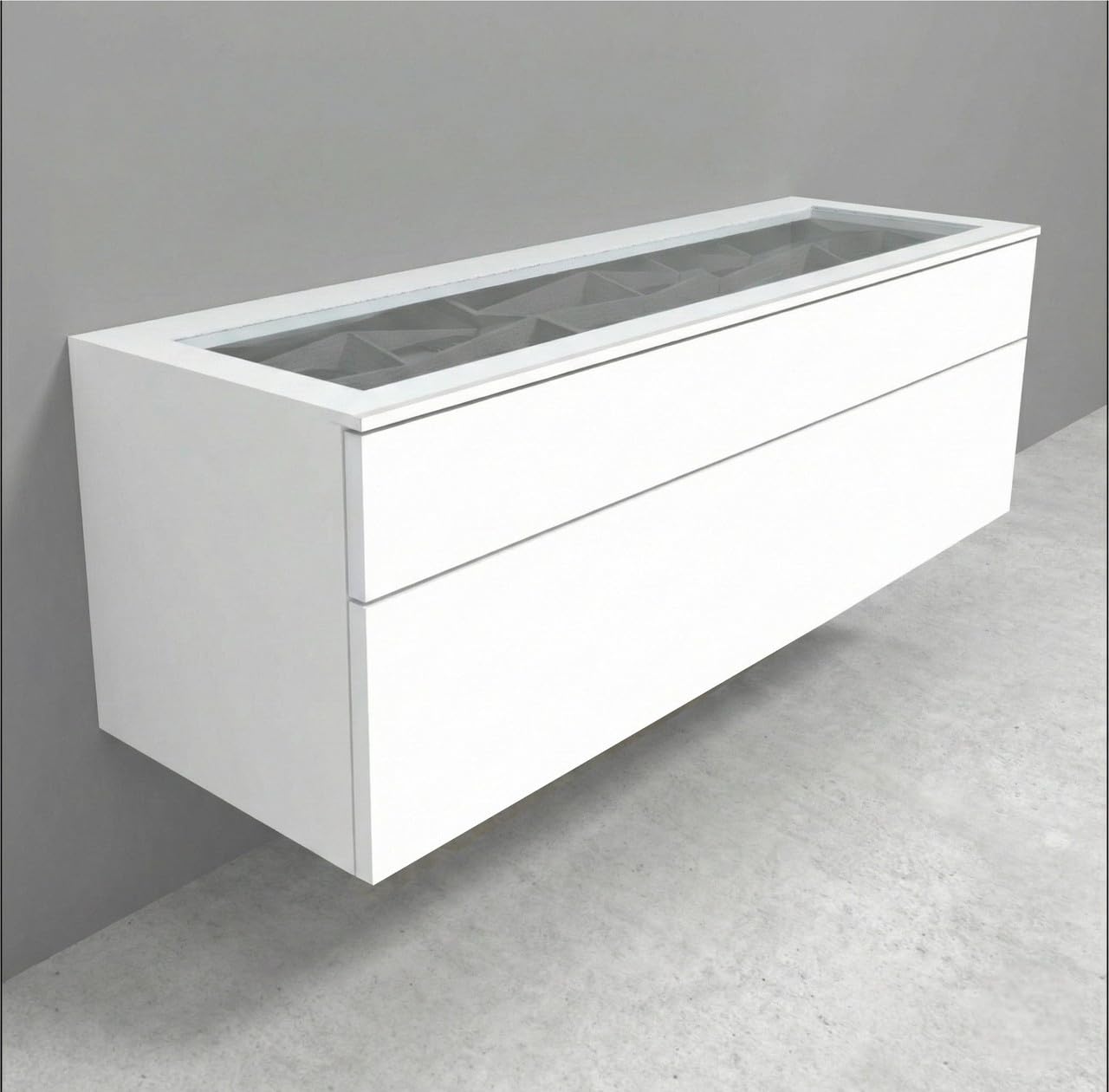 FD FRAME DISPLAYS.COM Optical Display Cabinet – Freestanding or Wall Mount – Glass Top, Storage Drawer – Wood & Glass – Optical Retail Store (Large)