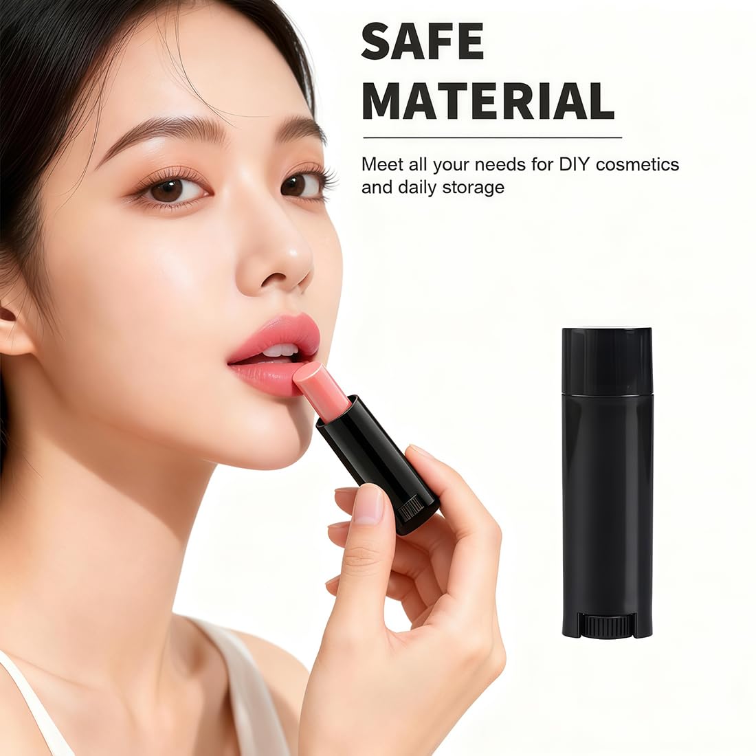 UPSTORE 50Pcs 4.5g Oval Lip Balm Tubes Empty Plastic Black Lipstick Container Lip Gloss Pipe Bottle with Twist Bottom and Top Cap for Homemade Lip Balm DIY Deodorant