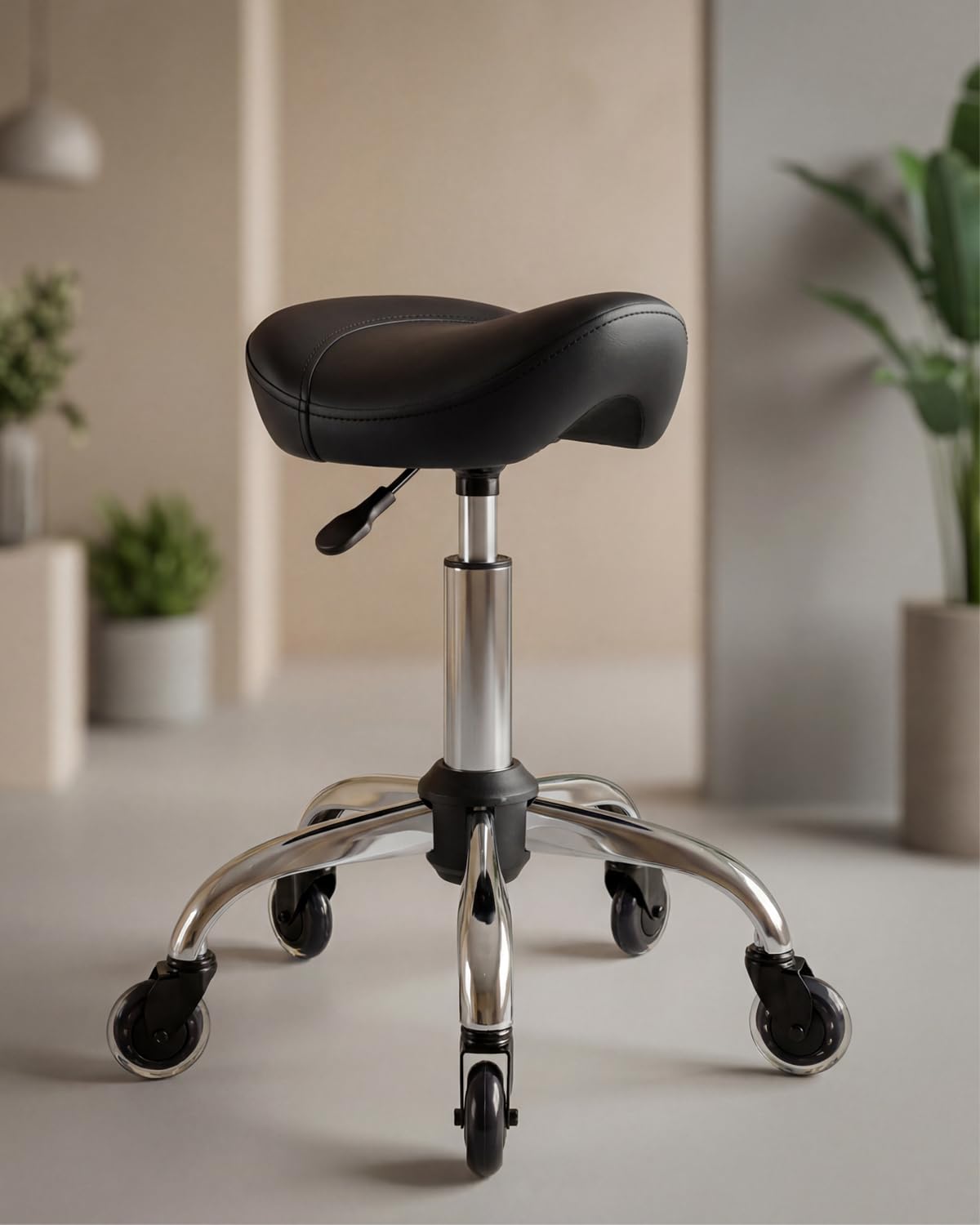 Towning Saddle Stool Chair, Ergnomic Stool with Wheels, Rolling Salon Stool Chair with Comfortable Seat Padding, Height Adjustable Saddle Chair for Hair Stylist Kitchen Spa Drafting Office Home