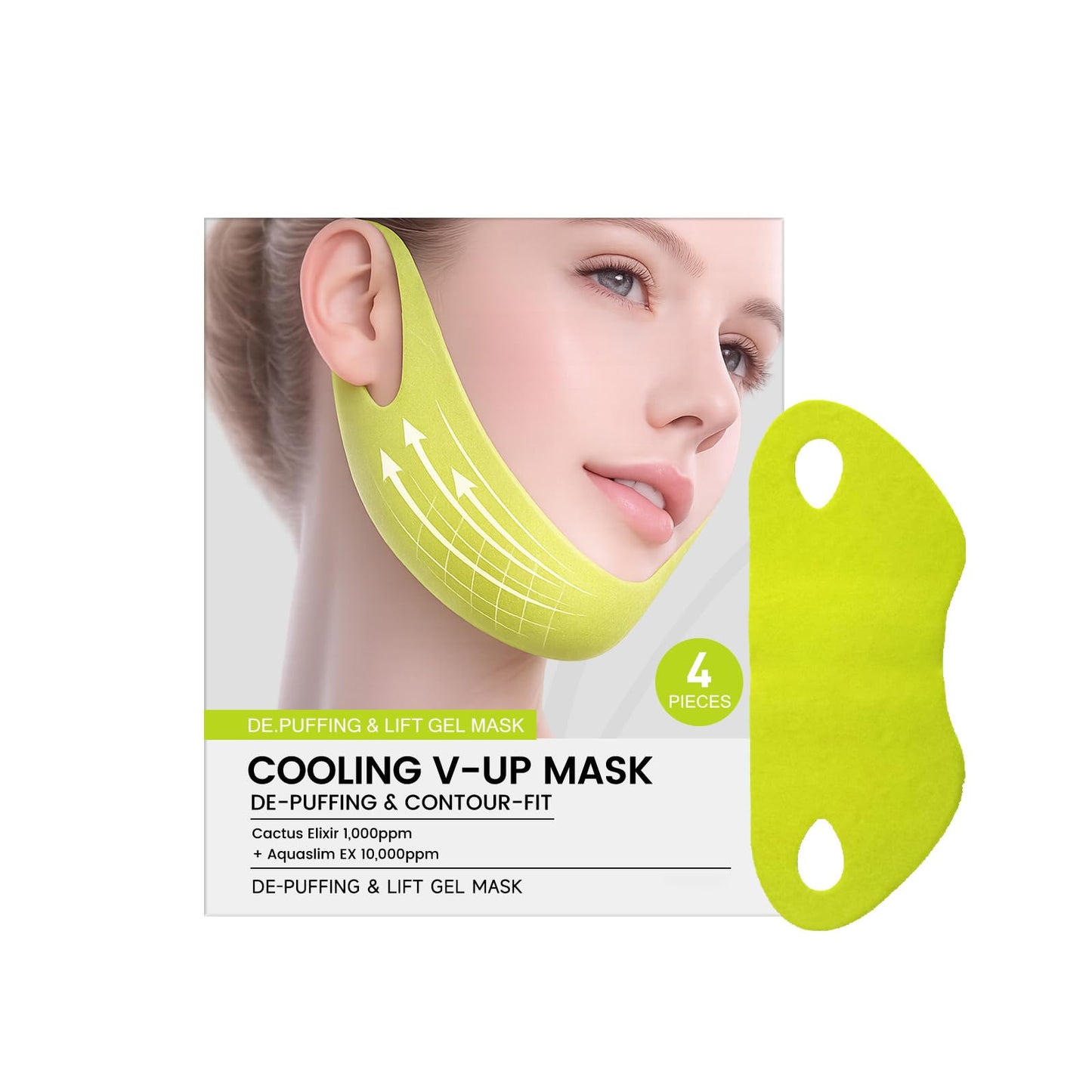 Cactus Cooling Face Lift Band, V-Lift Tightening Neck Mask, Instant Jawline Definition, Anti-Aging Chin Strap, Invisible Face Lift Tape, Overnight Neck Firming,Gift Set for Women (1)