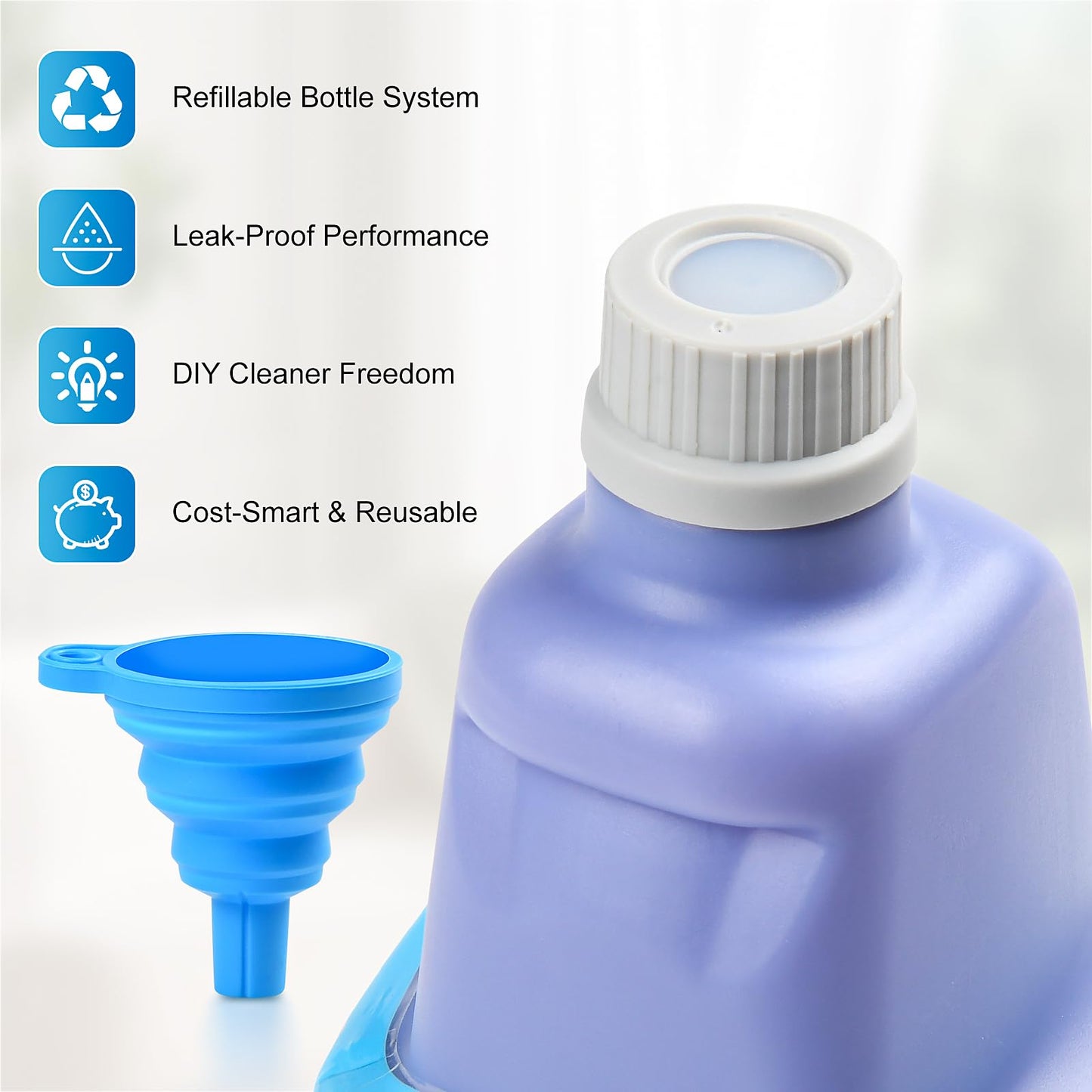 Bisenkud Refillable Bottle for Swiffer® Wet Jet™ Mop - 500ml /17 FL OZ - Leak-Proof HDPE Solution Bottle, Empty，Not for Power mop
