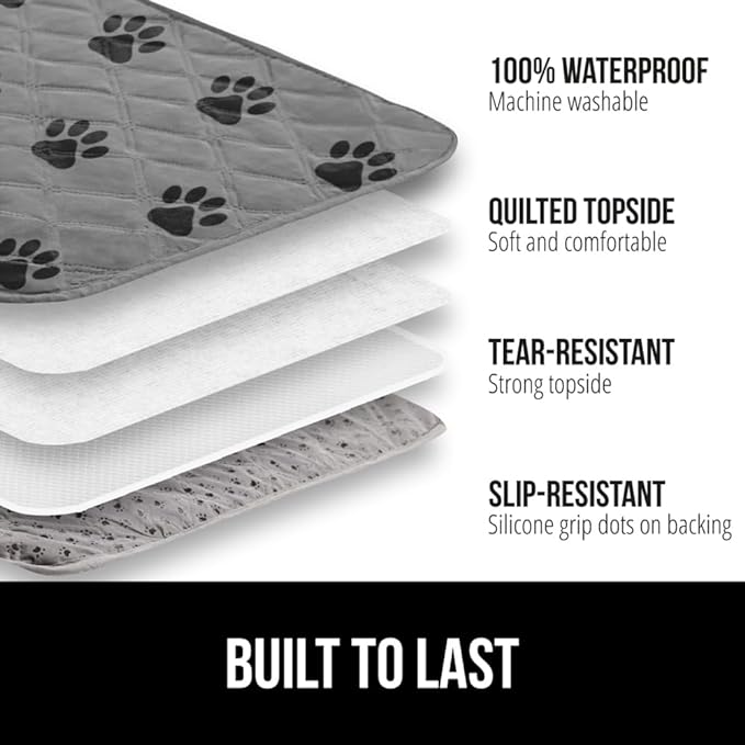 GORILLA GRIP Waterproof Bed Cover for Dogs, 102x82, Gripped Slip Resistant Backing, Leak Proof Washable Dog Blanket Covers Sofa, Couch, Sectional, Crate, Car, RV Seats, Pet Puppy Essentials, Gray Paw