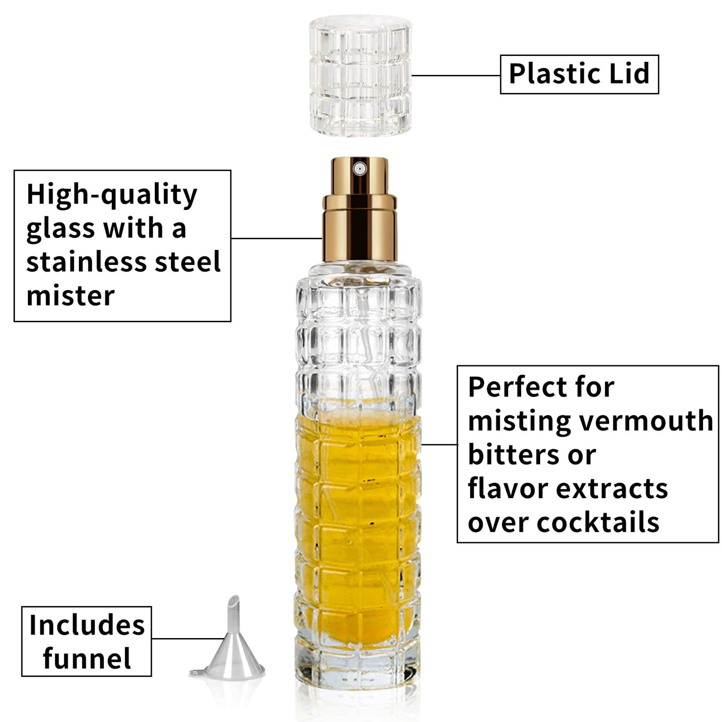 SuproBarware Cocktail Atomizer Sprayer - 1oz / 30ml, Cocktail mister Vermouth Spritzer Bitters Spray Bottle for Cocktails Portable Perfume Refillable Sprayer