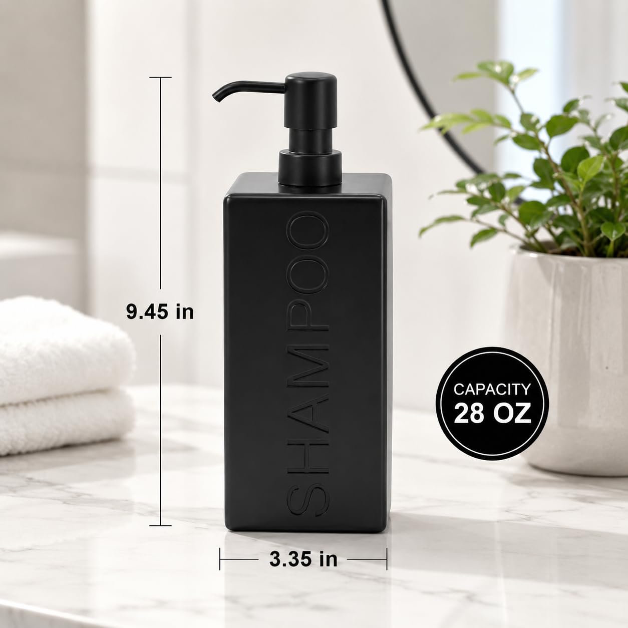 Indecor Home Rectangular Resin Dispenser Premium Bathroom Shampoo Conditioner Body Wash Bottle Modern Refillable Pump Design