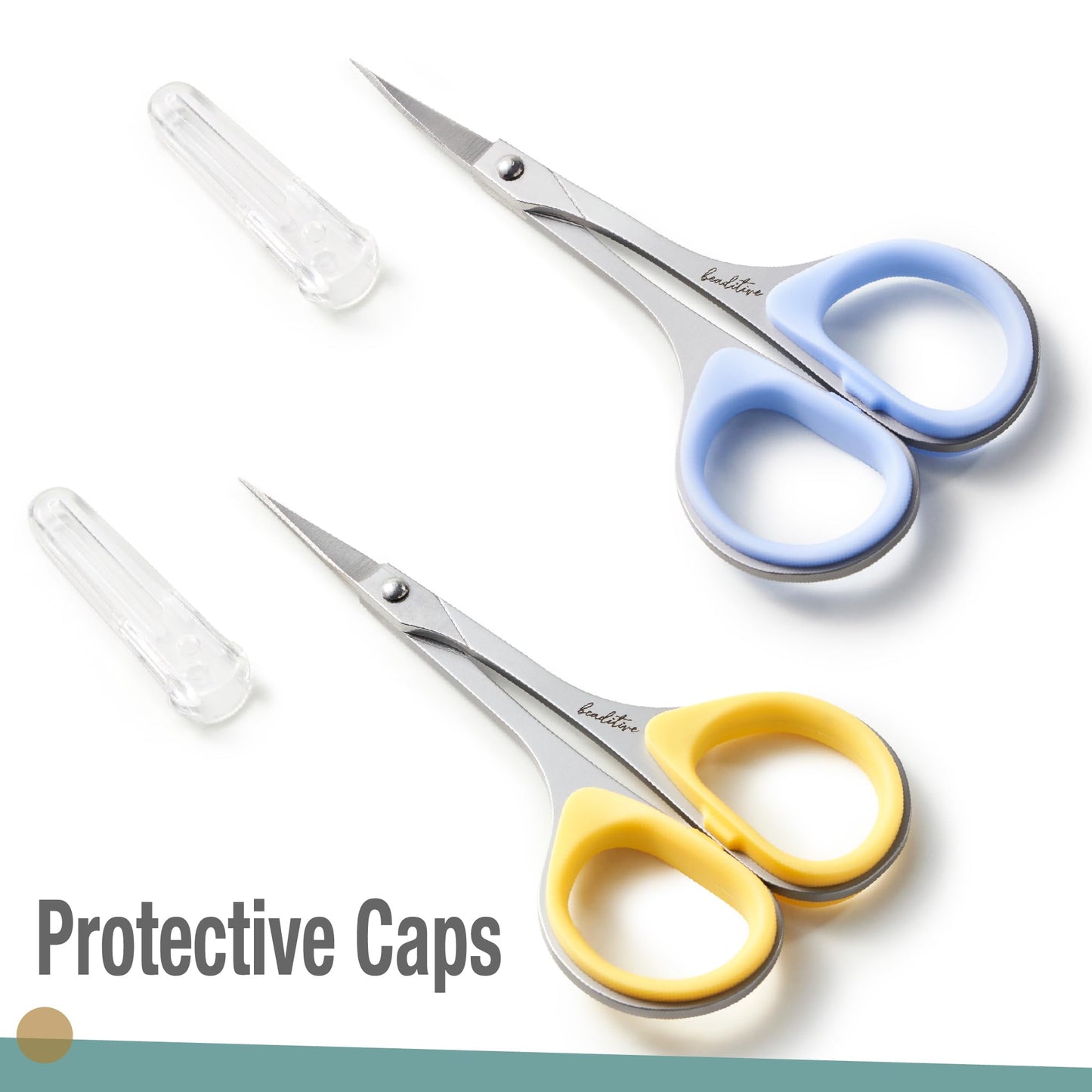 Beaditive Sewing and Embroidery Scissors Set (2 pcs) Curved and Straight, Sharp, Stainless-Steel Design | Precision Tips, Ergonomic Rubber Handle Grip | Small, Compact DIY Use (Extra Sharp)