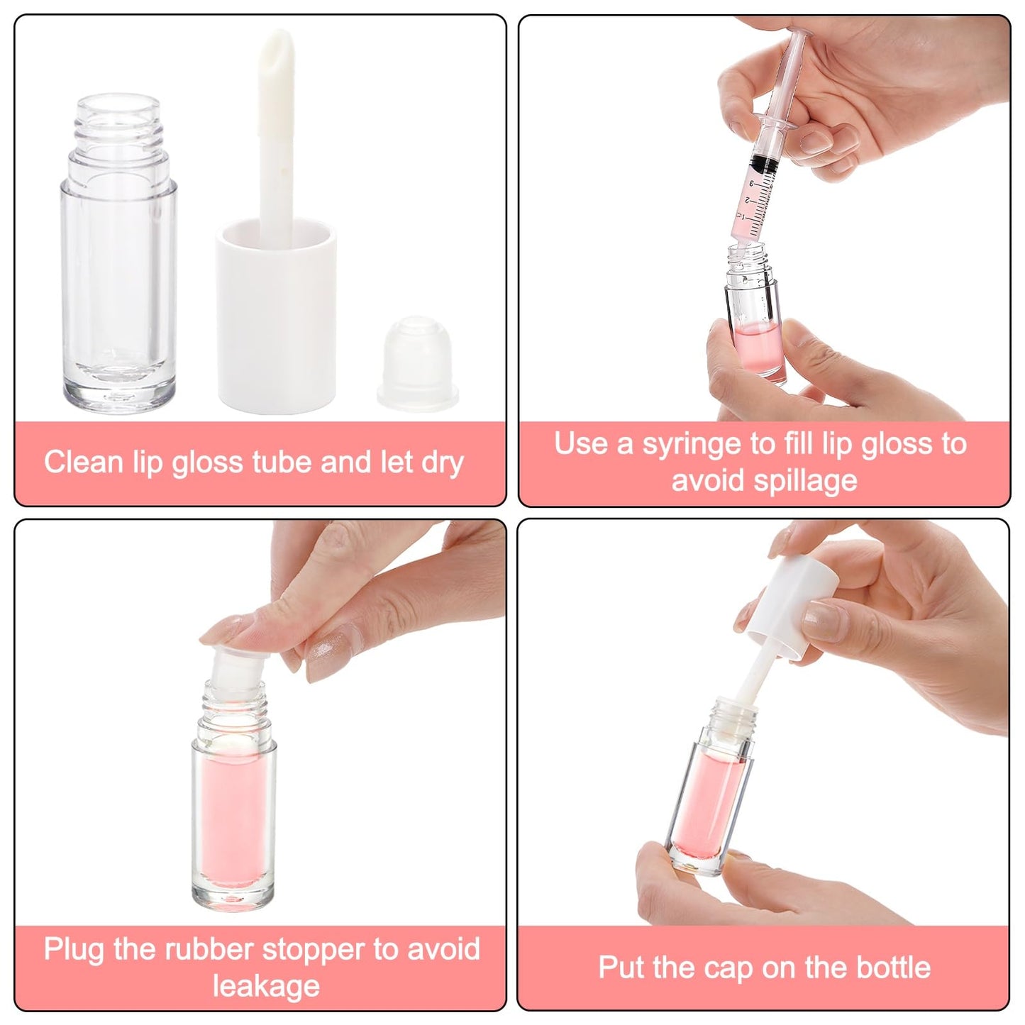 DEAYOU 20 Pack Lip Gloss Tubes, 6ml Empty Lipgloss Containers with Wand and Rubber Insert, Clear Refillable Plastic Lip Balm Bottles for Travel, DIY Makeup, Lipstick Samples, Lip Gloss Making Kit