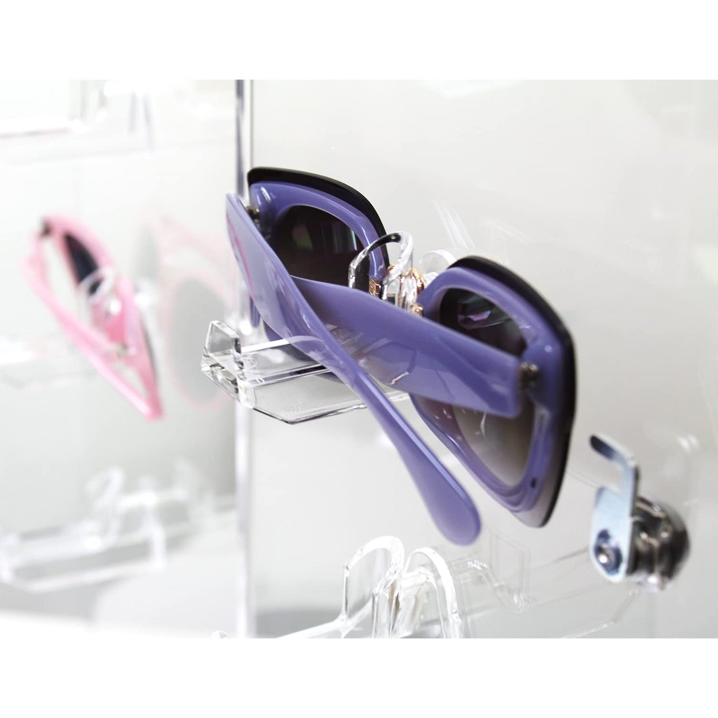 MOOCA Premium Acrylic Lockable Rotating Sunglass Display Case, Acrylic Sunglasses Organizer, Eyewear Display Stand, Eyeglass Case, Eyeglass Case With Mirror, 24 Frames