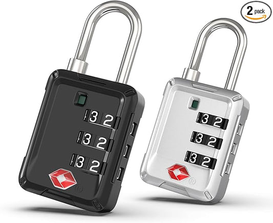 Joyway Luggage Locks TSA Approved, Travel Lock with Zinc Alloy Body, Open Alert, Easy Read Dials, for Travel Suitcase, Bag, Backpack, Tent, Fence, Lockers