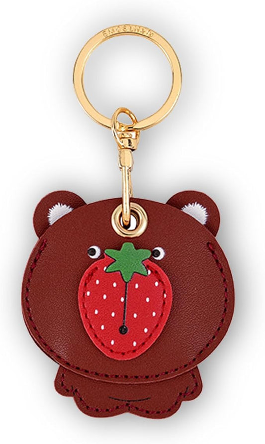 Leather Keychain Case Holder Compatible with Apple AirTag, GPS Airtag Keychain Finder Tracker with Key Ring, Anti-Scratch Protective Air Tag Cover