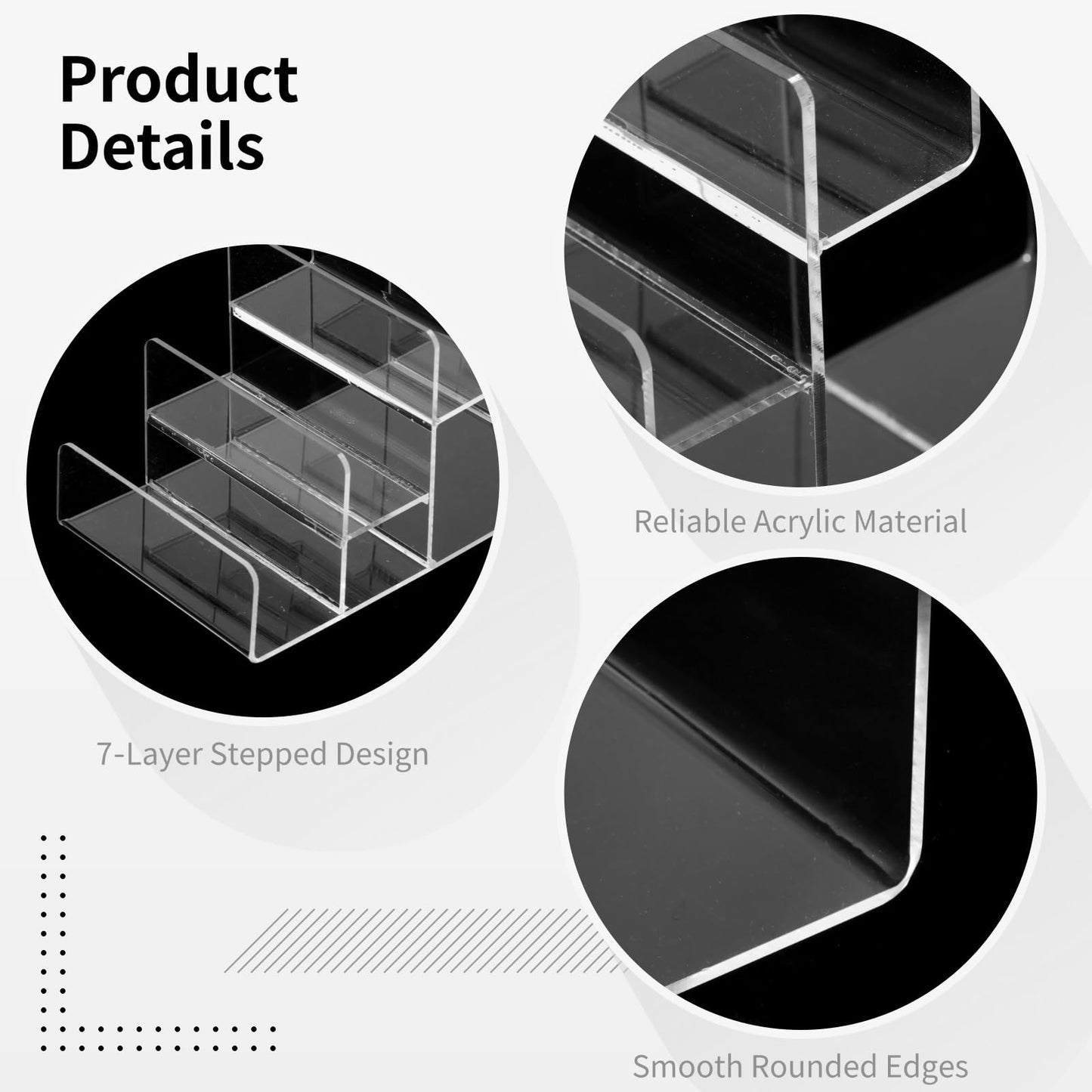 COSYOO 2 Pack 7-Tier Acrylic Wallet Display Stand, Clear Purse Organizer Rack, Tiered Riser Shelf for Sunglasses, Perfume, Cosmetics, Jewelry, Retail Counter