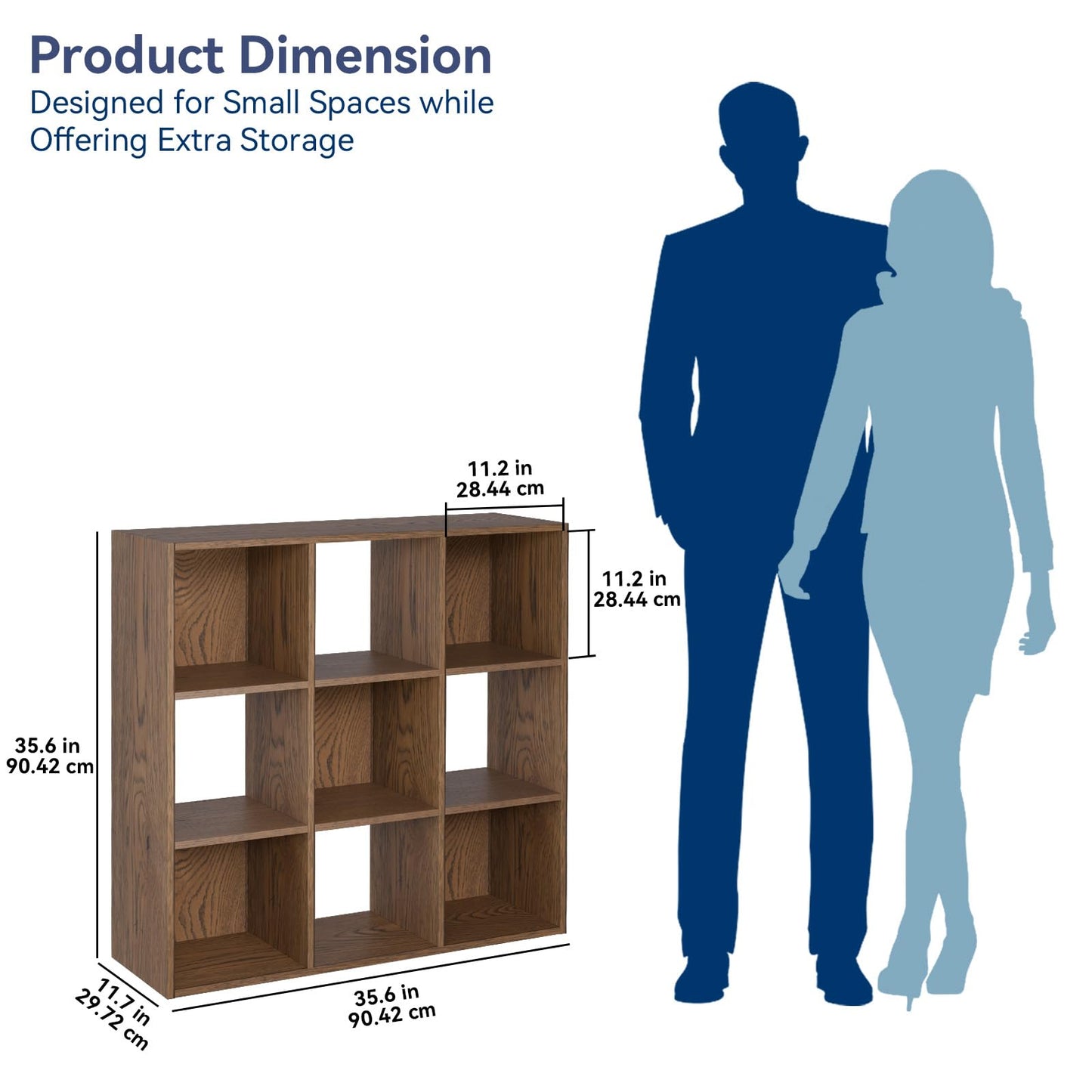 Whitmor 9 Cube Storage Organizer, Open Storage Display Bookshelf, Storage Cabinet for Living Room, Bedroom, Home, Office, Walnut