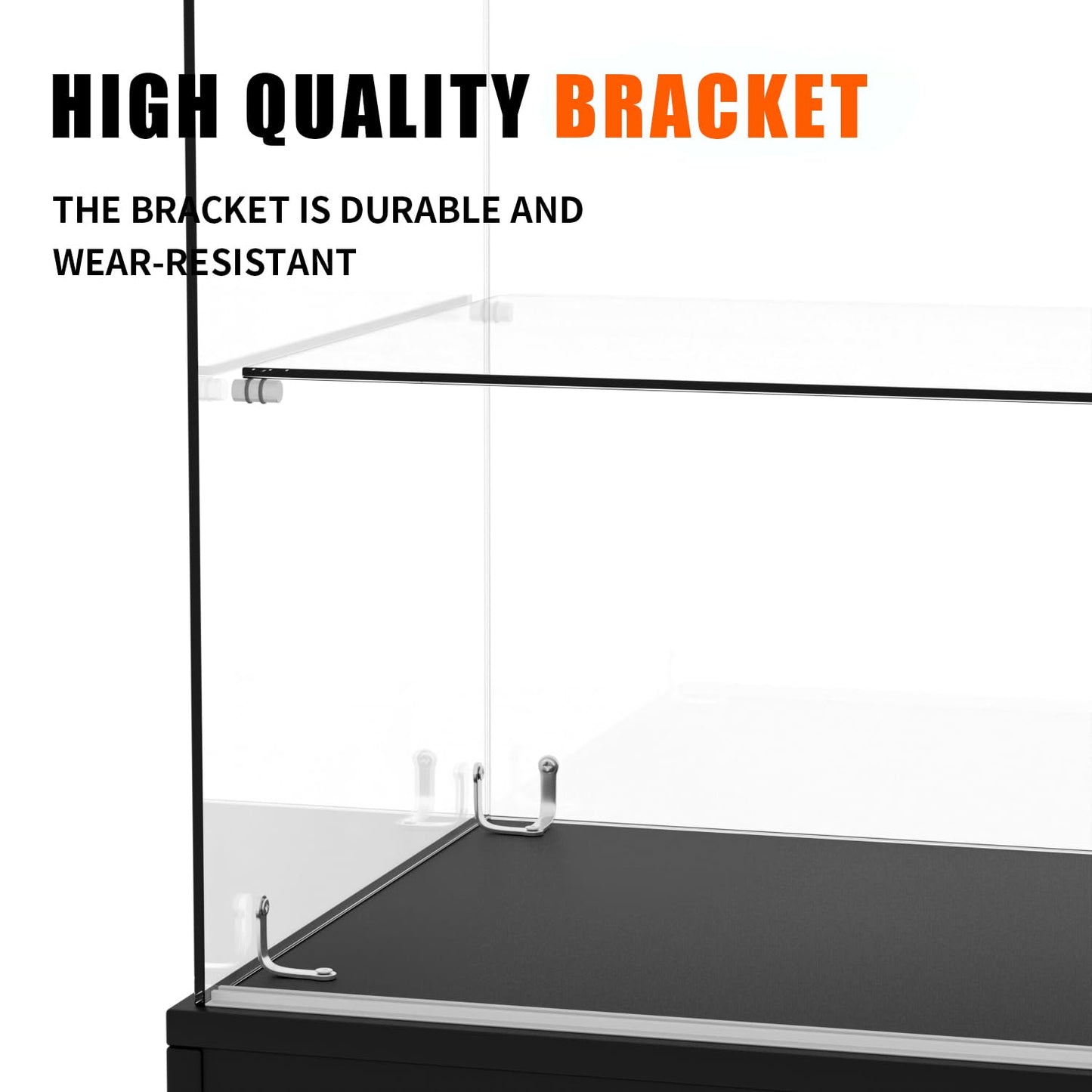 48" W X 17.9" D X 37.9" H - Glass Full Vision Showcase，Retail Display Case with Black Base，Hidden Compartment & Glass Shelving