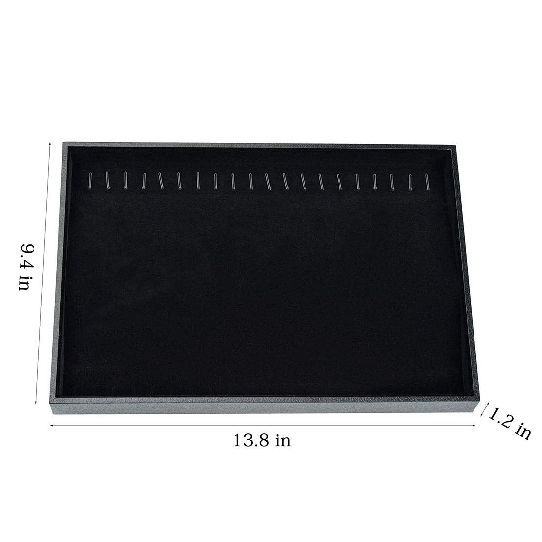 Black Velvet Stackable 20 Hooks Necklace Jewelry Tray Showcase Display Organizer Holder for Dresser Decorative Storage Box Case Single Plate for Little Girls Accessary, Women Long Hand Chains jewels