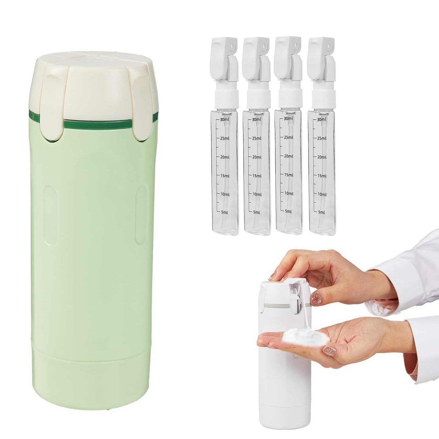 Chefensty 4 in 1 Travel Dispenser Bottle,Refillable Leak Proof and Portable for Shampoo, Conditioner, Shower Gel & Toiletries - Perfect for Vacation, Camping & Gym (4pcs)