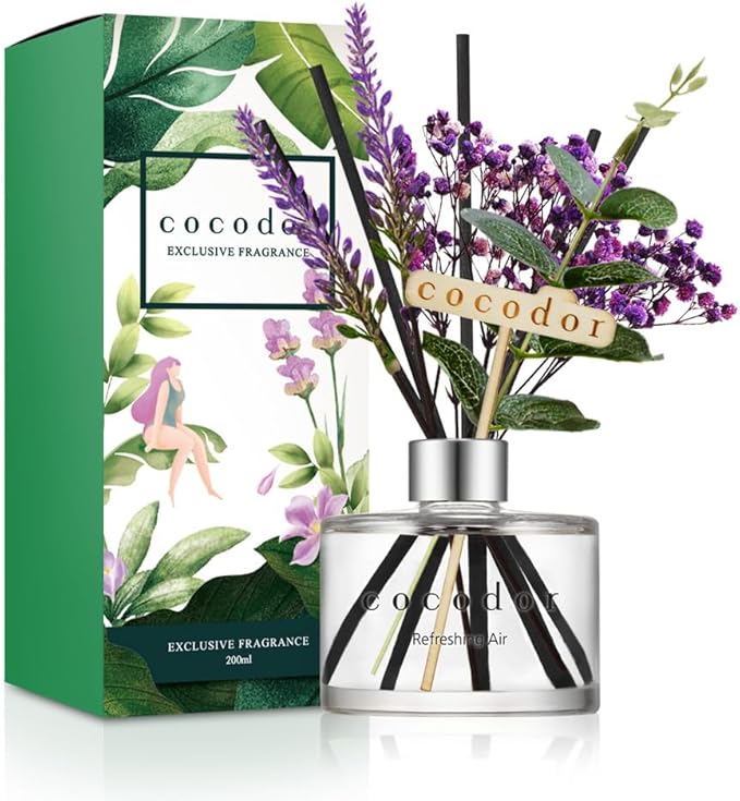COCODOR Lavender Reed Diffuser/Refreshing Air/6.7oz/1Pack / Home Fragrance Scent Essential Oil Stick Diffuser for Bedroom Bathroom Home Decor for Women