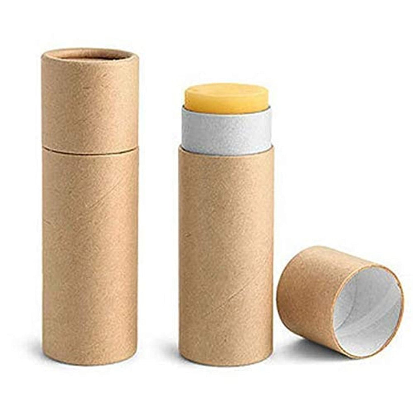 Healthcom 12 Pcs 0.3 Oz Paperboard Lip Balm Tubes 10ml Empty Cardboard Krafts Lipstick Tube Refillable Lip Gloss Container Solid Perfume Container for DIY Cosmetic Samples Deodorant (Brown)