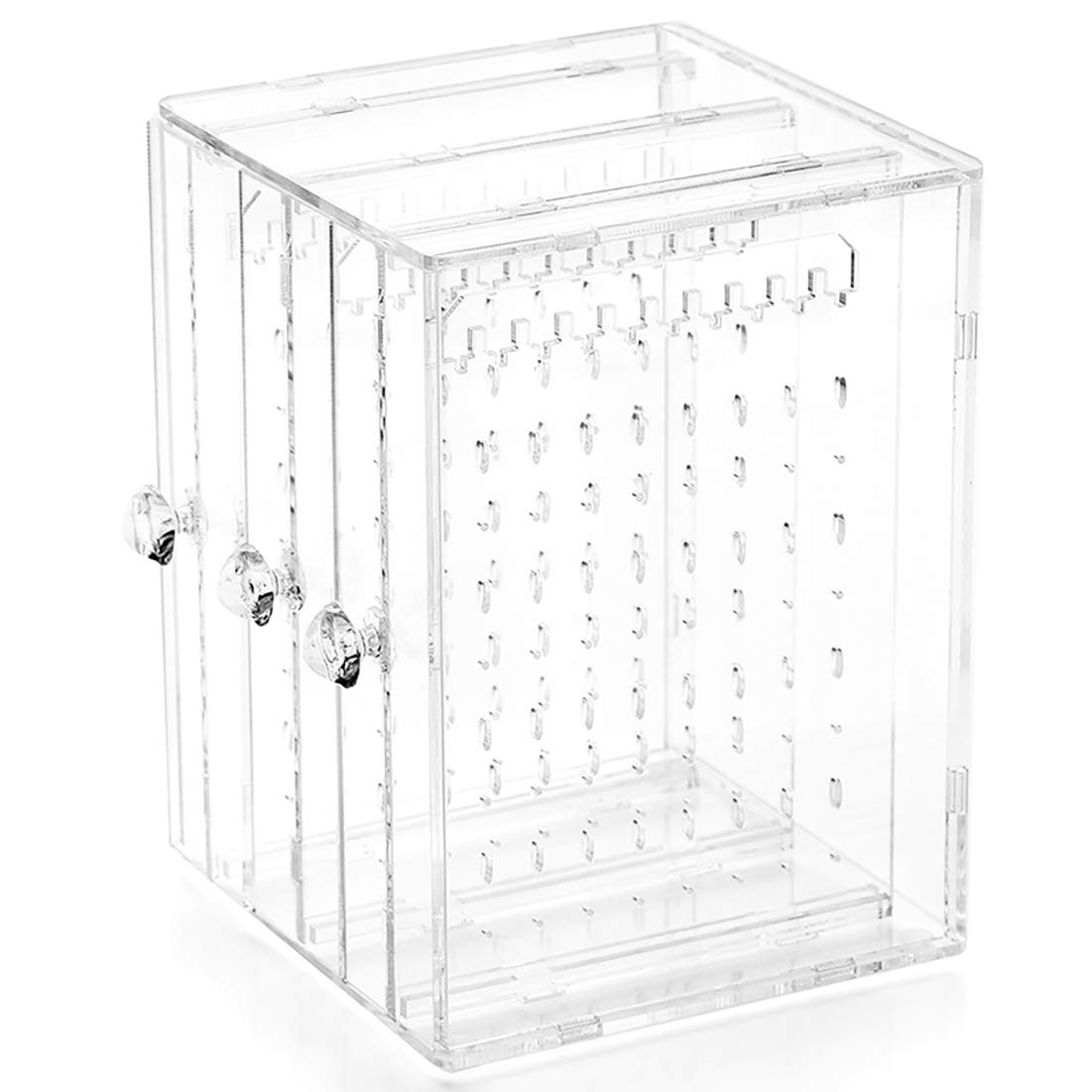 RANIT Acrylic Jewelry Storage Box Earring Display Stand Organizer Holder with 3 Vertical Drawer Transparent