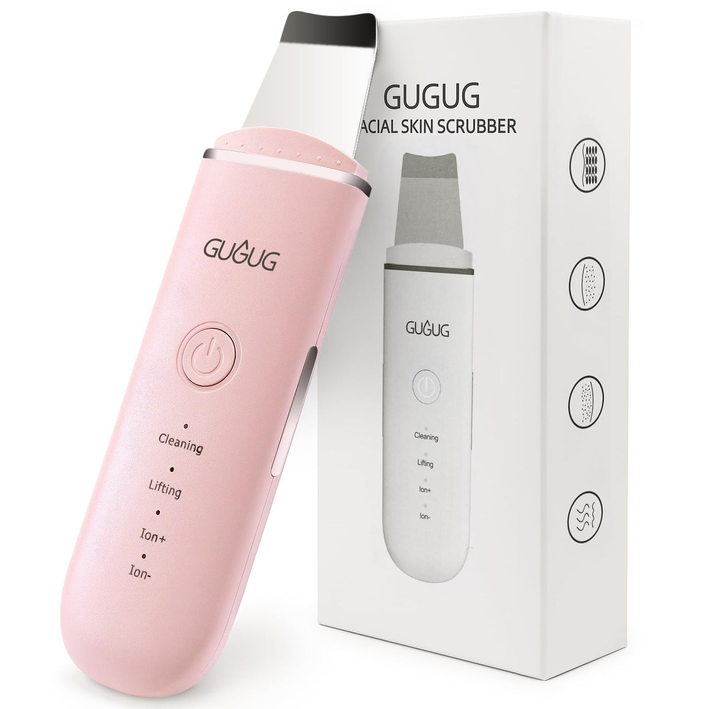 GUGUG Skin Scrubber Face Spatula - Skin Spatula Blackhead Remover Pore Cleaner with 4 Modes, Skin Care Tools-Pink
