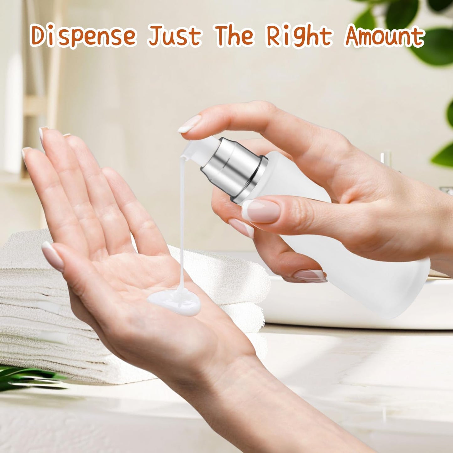 8 Pcs 60ml/2oz Frosted Glass Bottles Refillable Pump Dispenser Jar Travel Lotion Vials with Plastic Pump Head for Toiletry Liquid Foundation Cream Cosmetic Samples - Silver