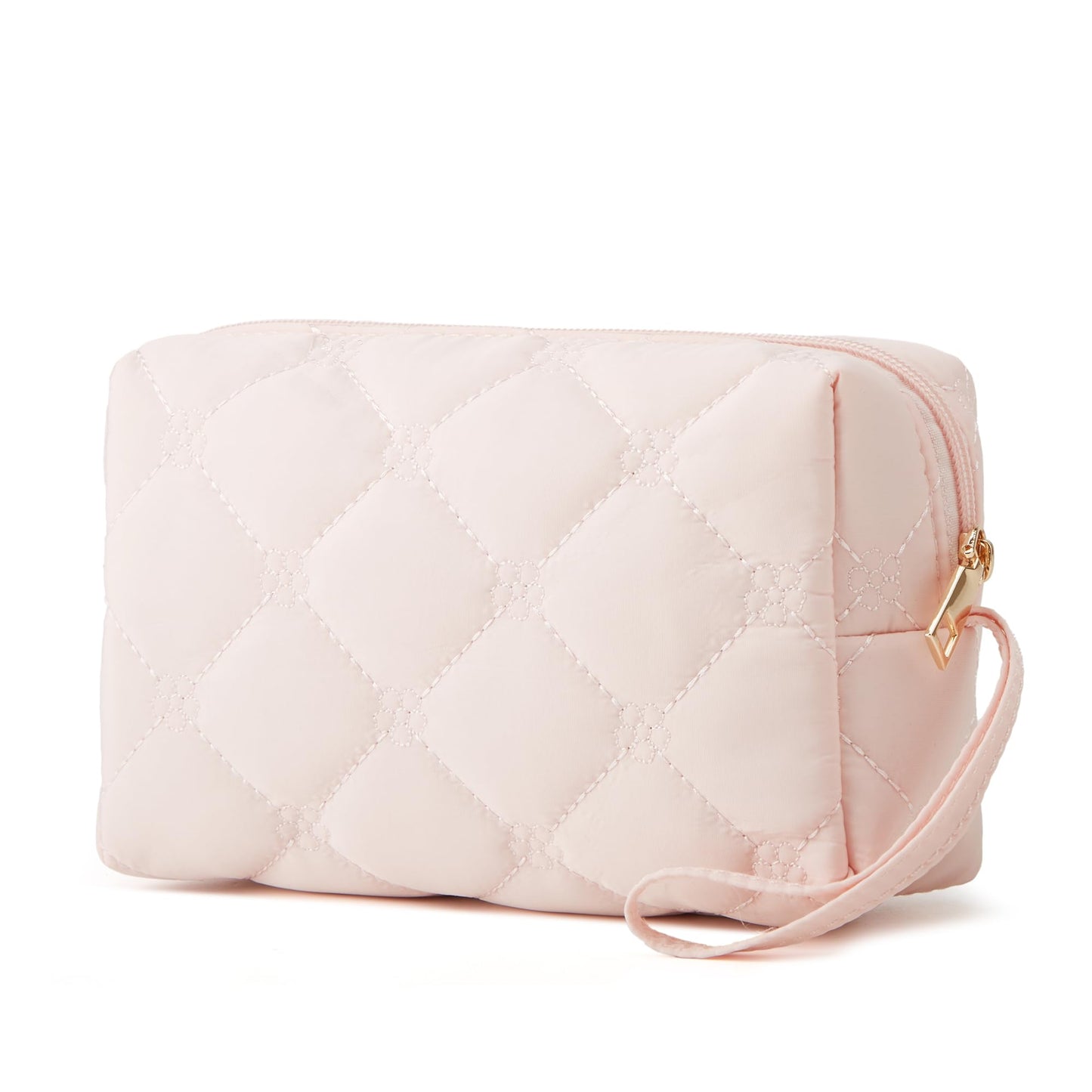 YTL Travel Makeup Bag, Puffer Cosmetic Bag for Women, Waterproof Puffy Padded Make Up Bags, Flat Open Portable Organizer Case Toiletry Bag Pouch Purse for Skincare, Brushes & Travel Essentials