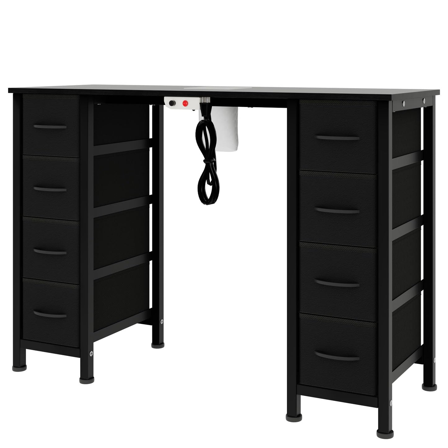 DrawXynth Nail Desk, Manicure Table, Nail Beauty Salon Workstation w/Electric Dust Collector, 8 Fabric Drawers