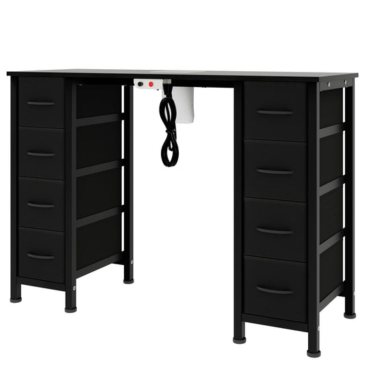 DrawXynth Nail Desk, Manicure Table, Nail Beauty Salon Workstation w/Electric Dust Collector, 8 Fabric Drawers