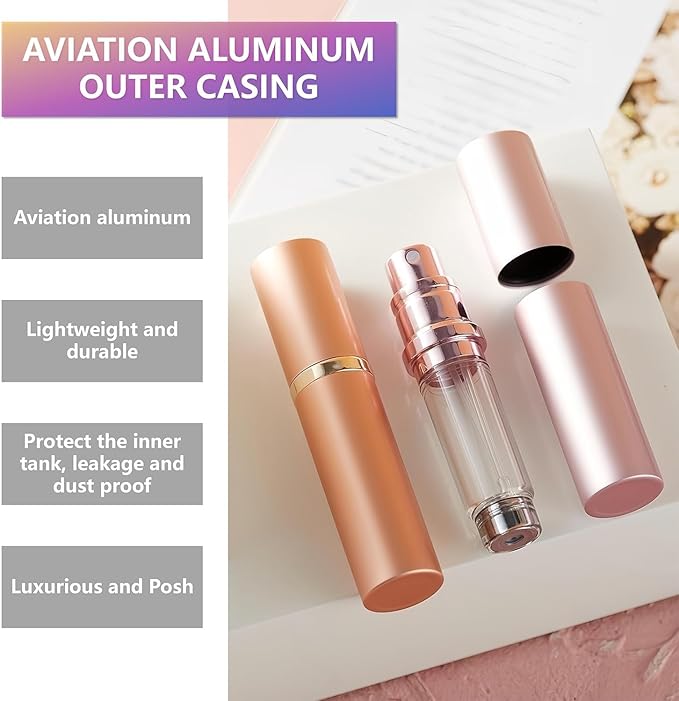 2PCS 5ml Perfume Atomizer Travel Refillable, Bottom-Filling Fragrances Perfumes Bottle, Pocket Atomiser for On the Go (Black)