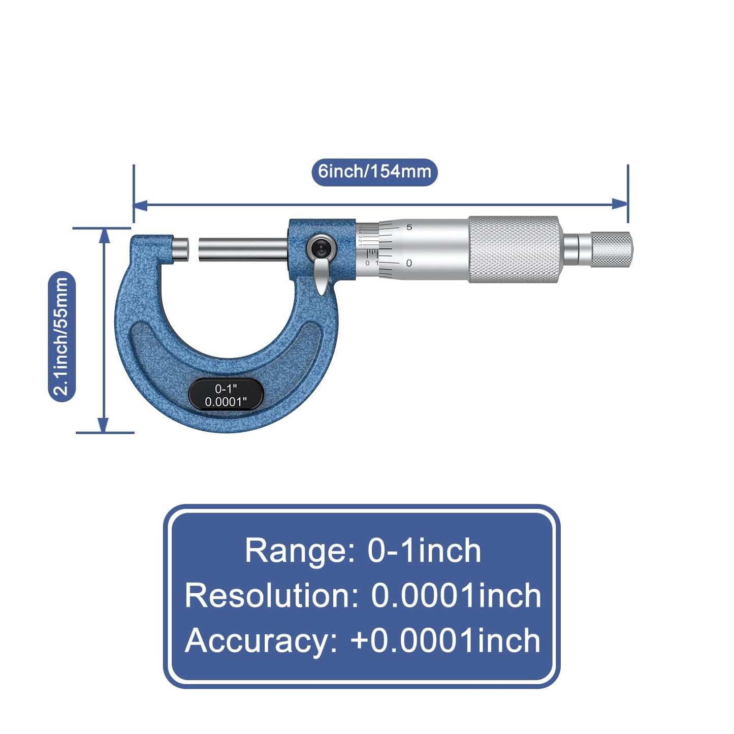 HDLNKAK Outside Micrometer Set, 0-4" Machinist Micrometer, 4 Pcs Machinist Tool Set, 0.0001" Graduation Micrometer Set, Alloy Precision Micrometer, Micrometer Standard Set with Case