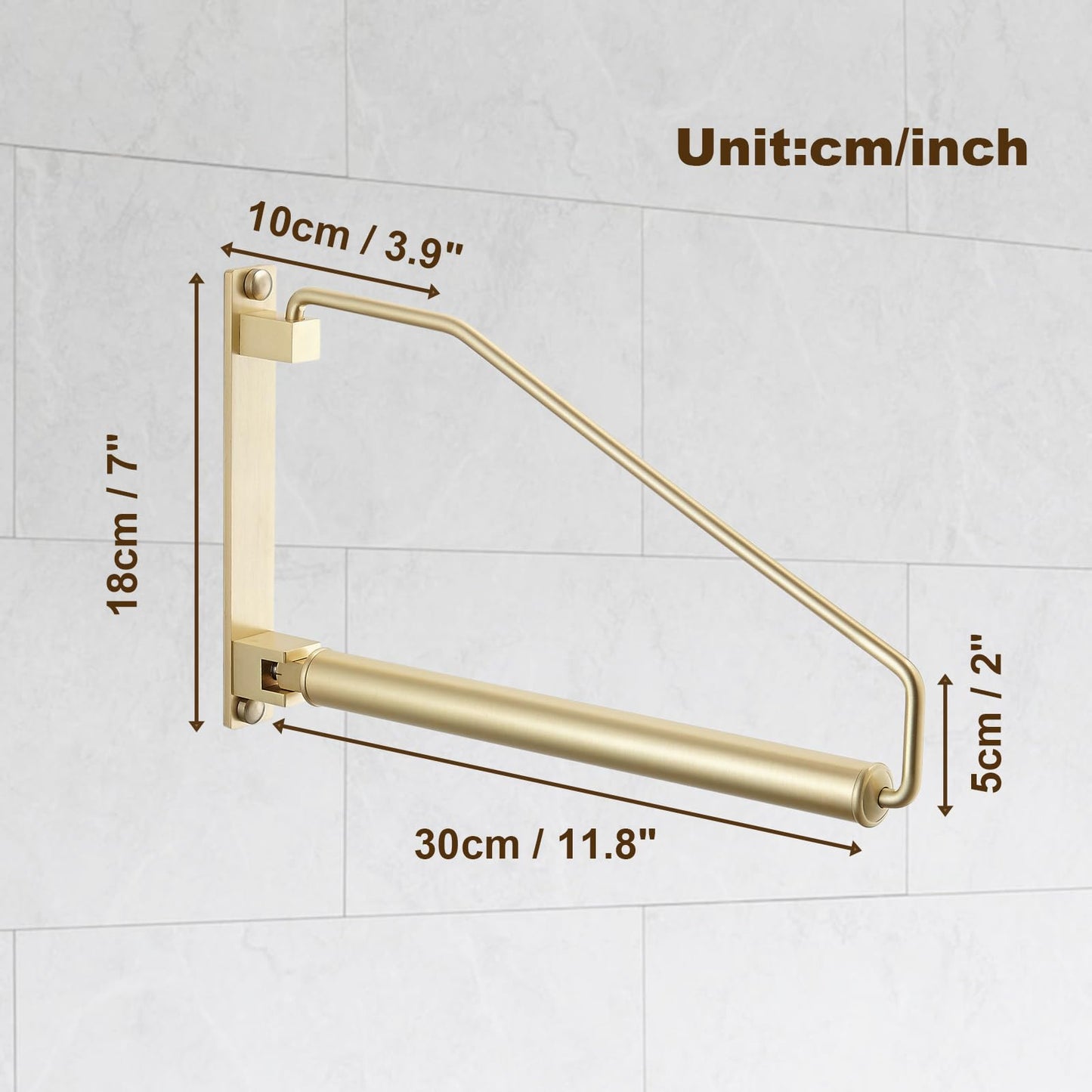 Hiendure Folding Clothes Hanger Gold Brushed Drying Clothes Rack Wall-Mounted Space Saver for Laundry Room Closet, Brass, 12 Inch