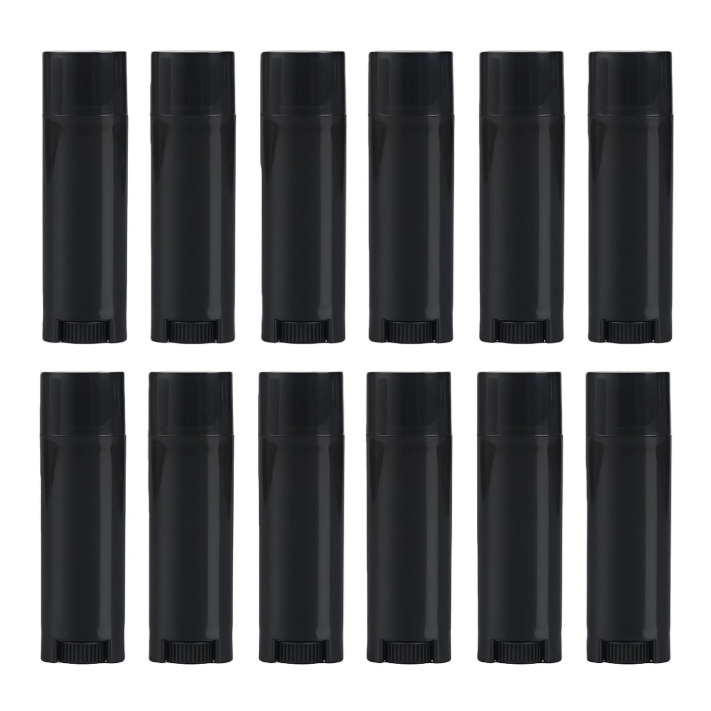 UPSTORE 50Pcs 4.5g Oval Lip Balm Tubes Empty Plastic Black Lipstick Container Lip Gloss Pipe Bottle with Twist Bottom and Top Cap for Homemade Lip Balm DIY Deodorant