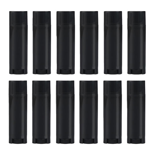 UPSTORE 50Pcs 4.5g Oval Lip Balm Tubes Empty Plastic Black Lipstick Container Lip Gloss Pipe Bottle with Twist Bottom and Top Cap for Homemade Lip Balm DIY Deodorant