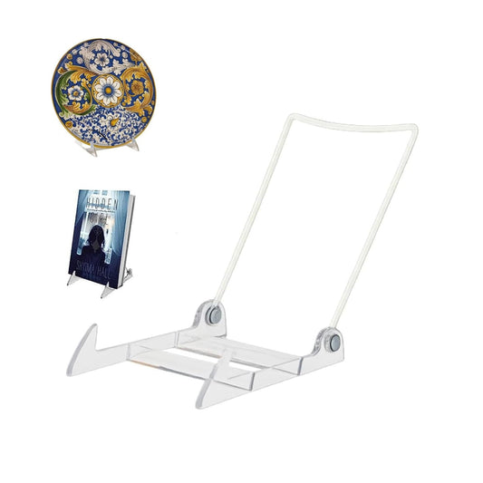 KINGDOM SOLUTIONS MADE IN USA 12-Pack Adjustable Acrylic Easels - Plate Stand - Sturdy Book Stand for Art, Pictures, Plates, Frames - Unique on the Market