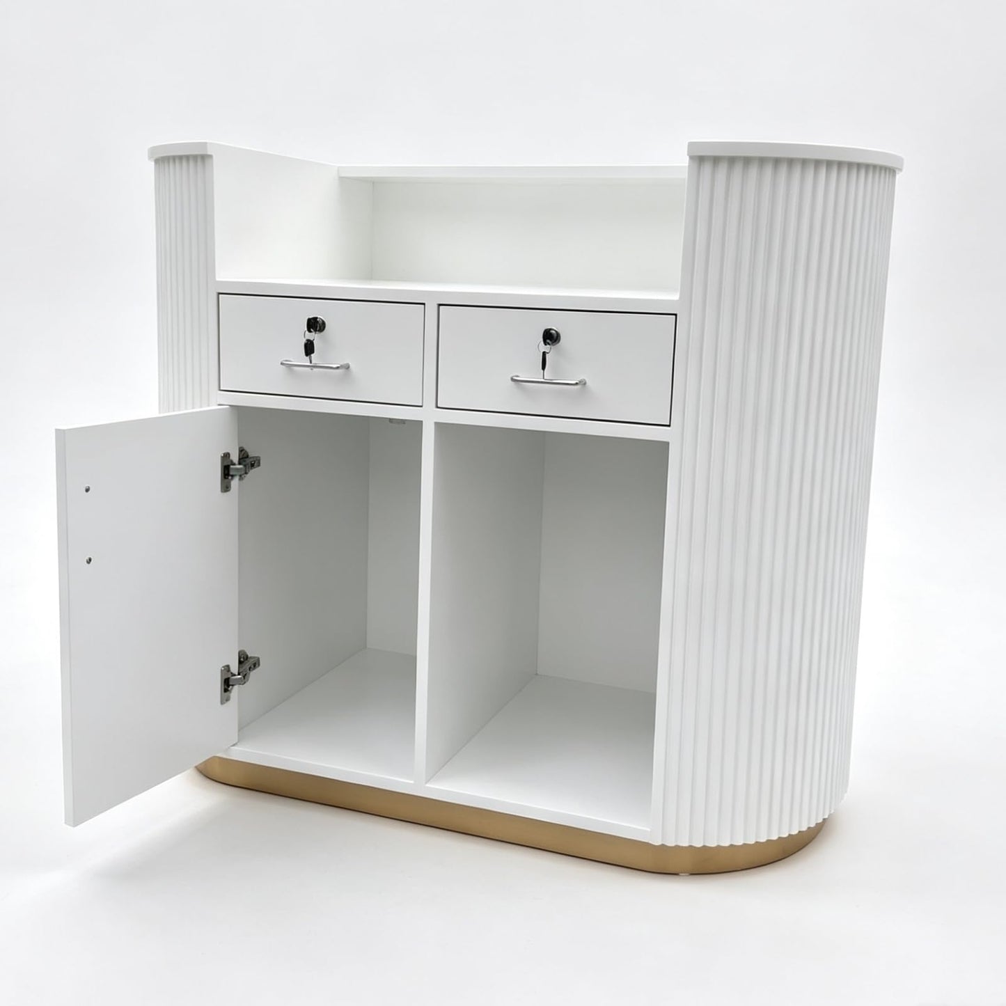 Modern Reception Desk with Counter,White Upgraded Front Counter Table for Beauty, Spa, Nail, Hair Salon, Lobby,1200 * 600 * 1000mm(47 * 24 * 39'')