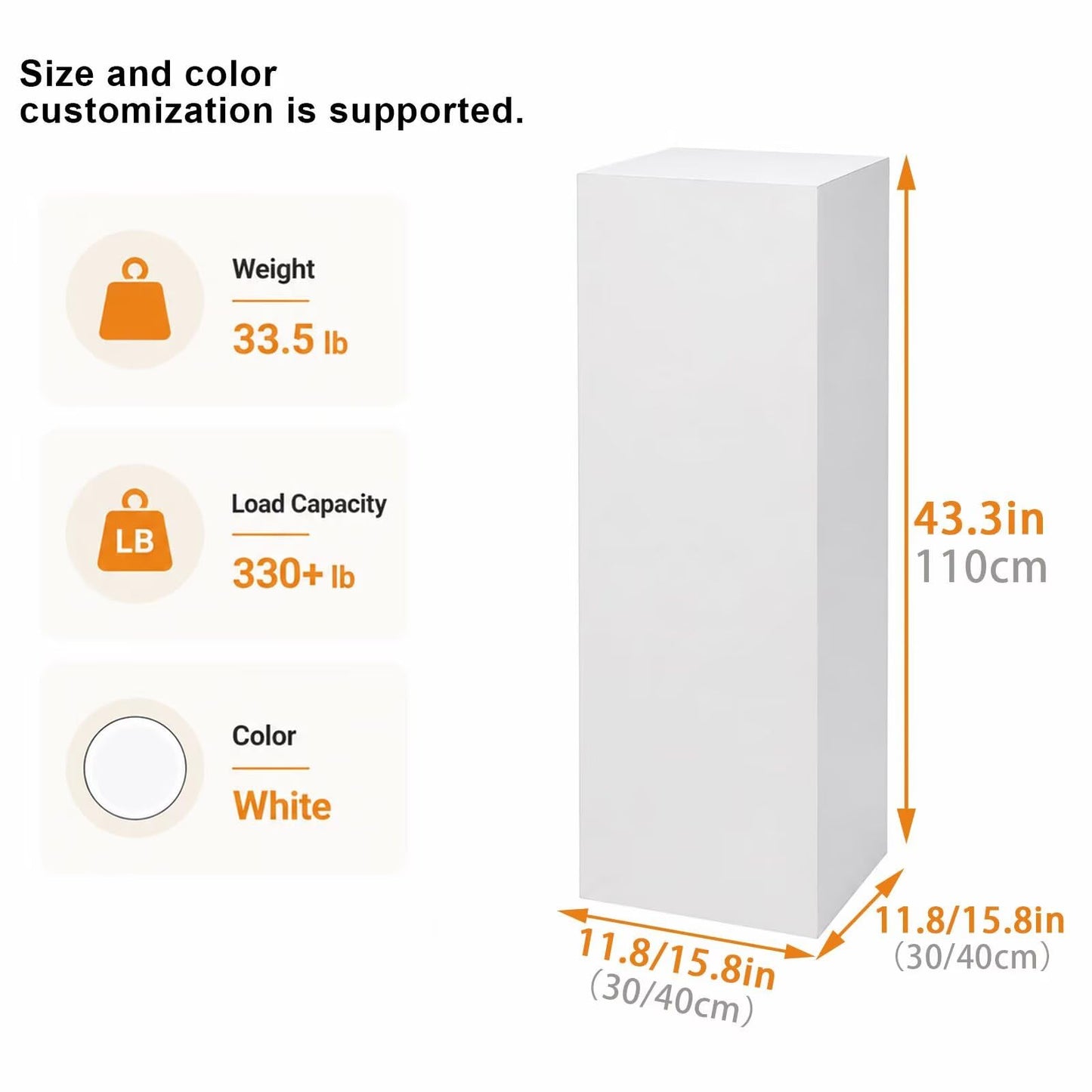 Black Display Pedestal Stand-Matte Mdf edestal Stand 15.8"*15.8"*43.3"