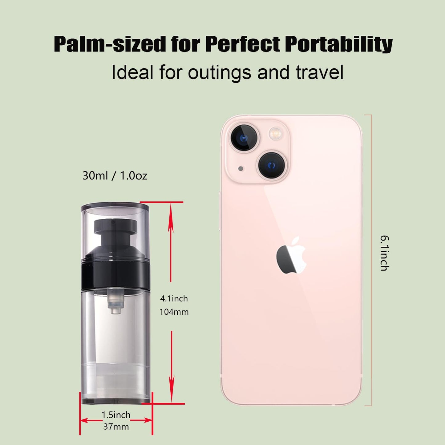 XQNCBY 5 Pack 1oz / 30ml Airless Pump Bottles for Travel: Wide Caliber Vacuum Lotion Dispenser with Clear Organizer Case, Leakproof Refillable Cosmetic Containers for Skincare, Serum, Foundation