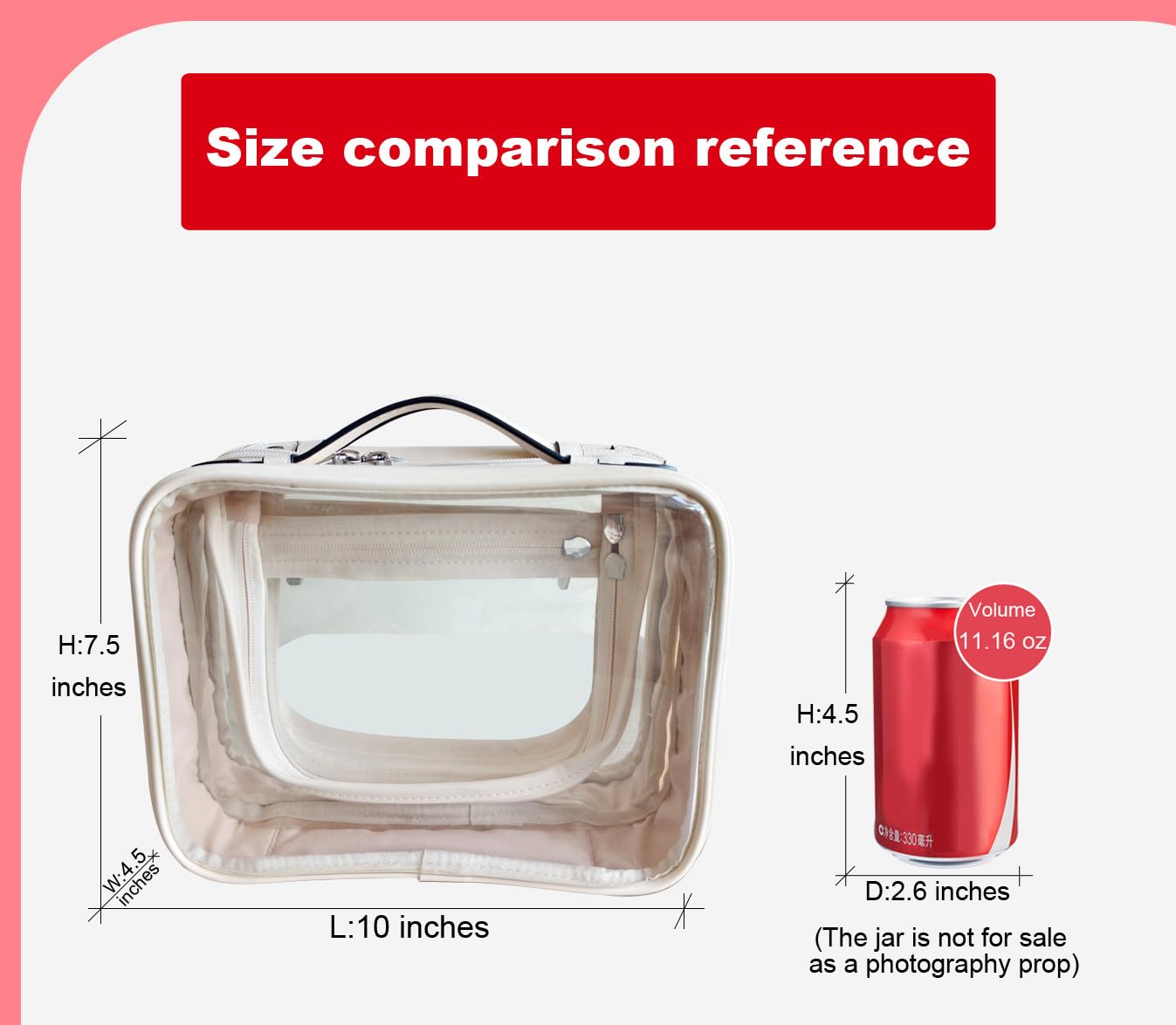 SANHECUN traveling toiletry case clear cosmetics case makeup bag Dimensions | LxWxH:10” x 4.5” x 7.5”(Beige, Medium)