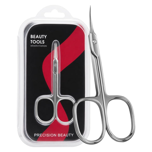 CGBE Cuticle Scissors Extra Fine Curved Blade, Super Slim Manicure Scissors for Cuticles Professional Small Scissors with Precise Pointed Tip Grooming Blades, Eyebrow, Eyelash, and Dry Skin - Silvery