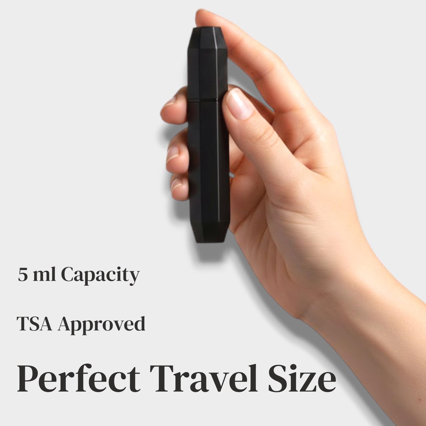 SVIT Refillable Perfume Atomizer for Travel, 5 ml (60–70 Sprays), Leak-Resistant Bottom-Fill Mini Spray Bottle, TSA-Compliant Portable Aluminum Travel Container (Black)