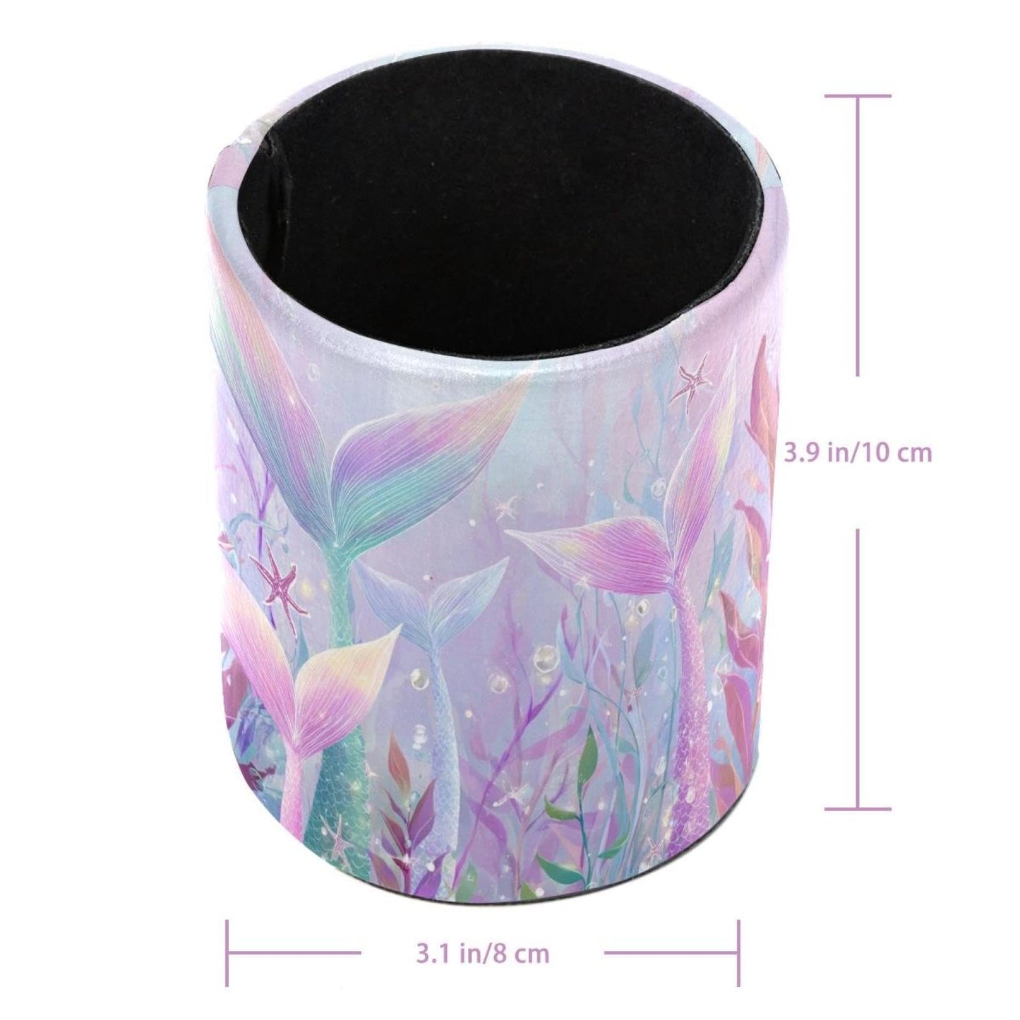 Leather Pen Holder for Desk, Mermaid Tail Pencil Cup Pen Organizer Makeup Brush Holder for Office Home Kids Countertop Desk Accessory Storage